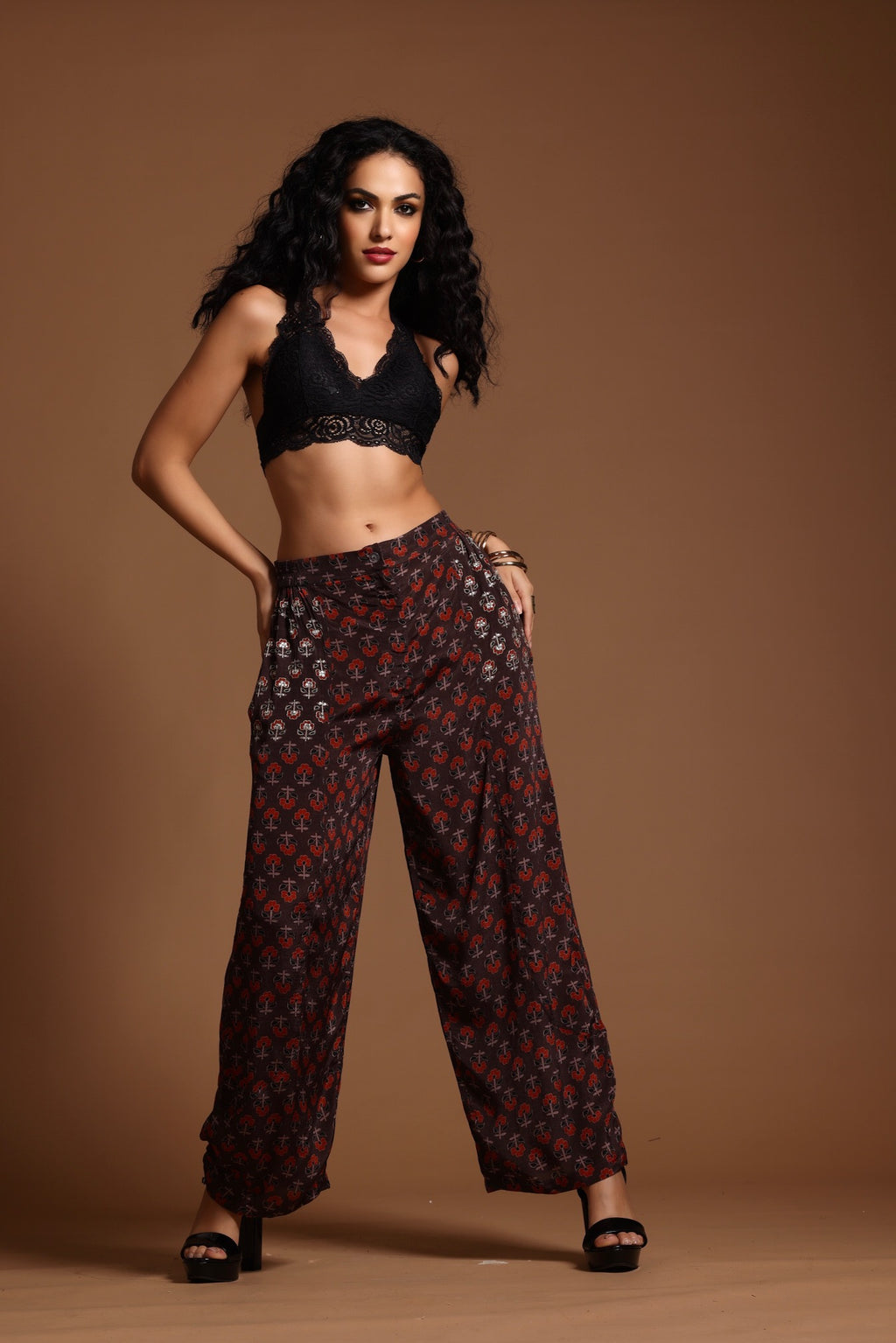 The Ira Barrel Leg Pants Brown