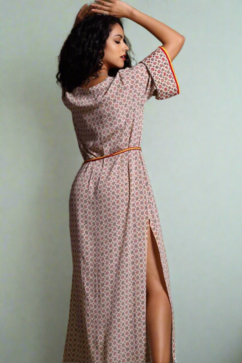 The Mira Long Sleeve Maxi Dress Beige