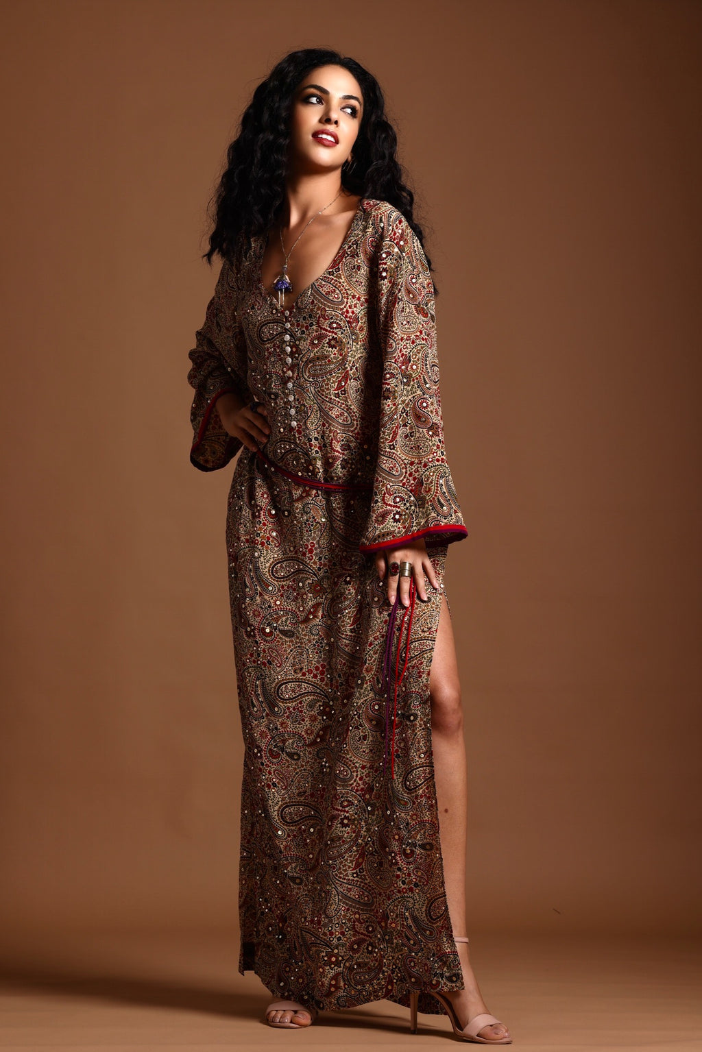 The Mira Long Sleeve Maxi Dress Red