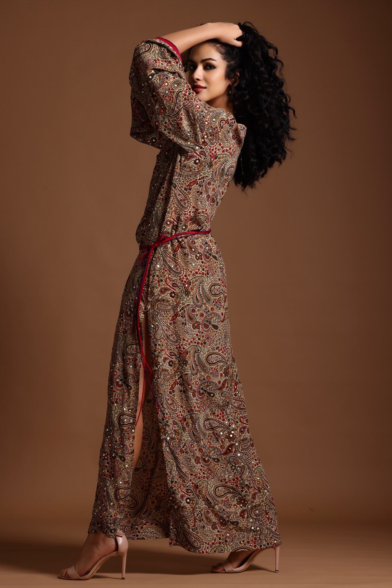 The Mira Long Sleeve Maxi Dress Red