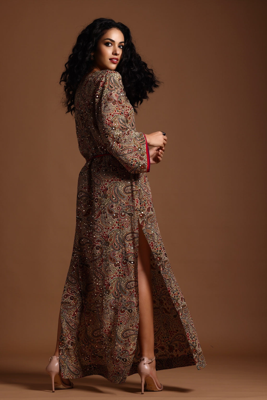 The Mira Long Sleeve Maxi Dress Red