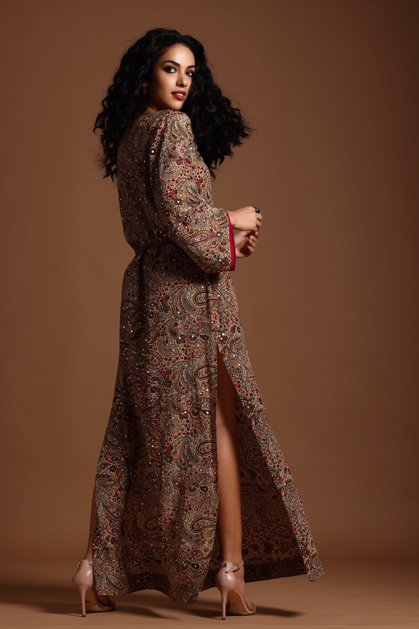 The Mira Long Sleeve Maxi Dress Red