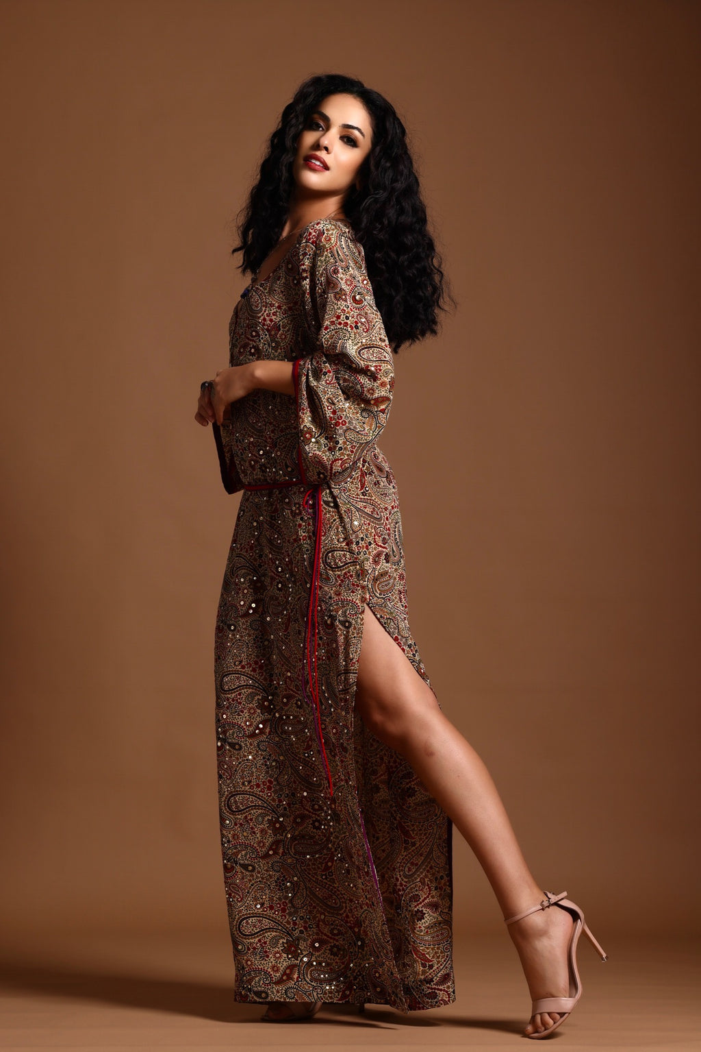 The Mira Long Sleeve Maxi Dress Red