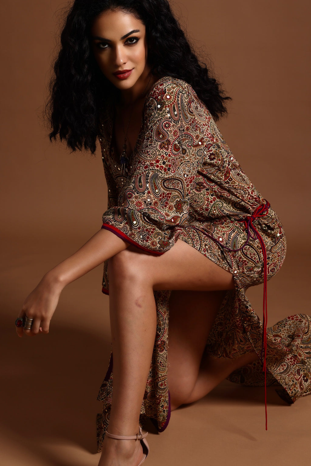 The Mira Long Sleeve Maxi Dress Red