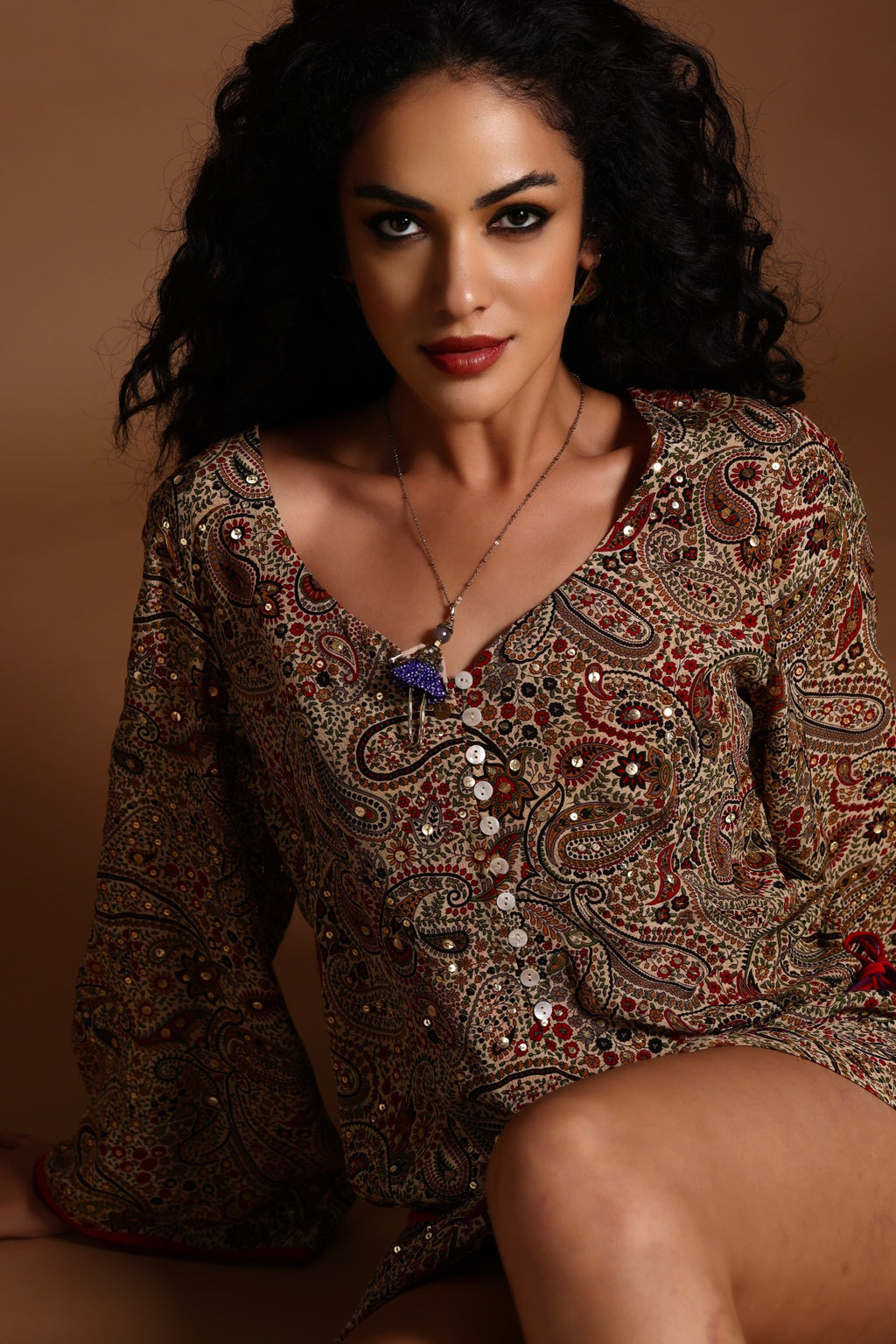 The Mira Long Sleeve Maxi Dress Red