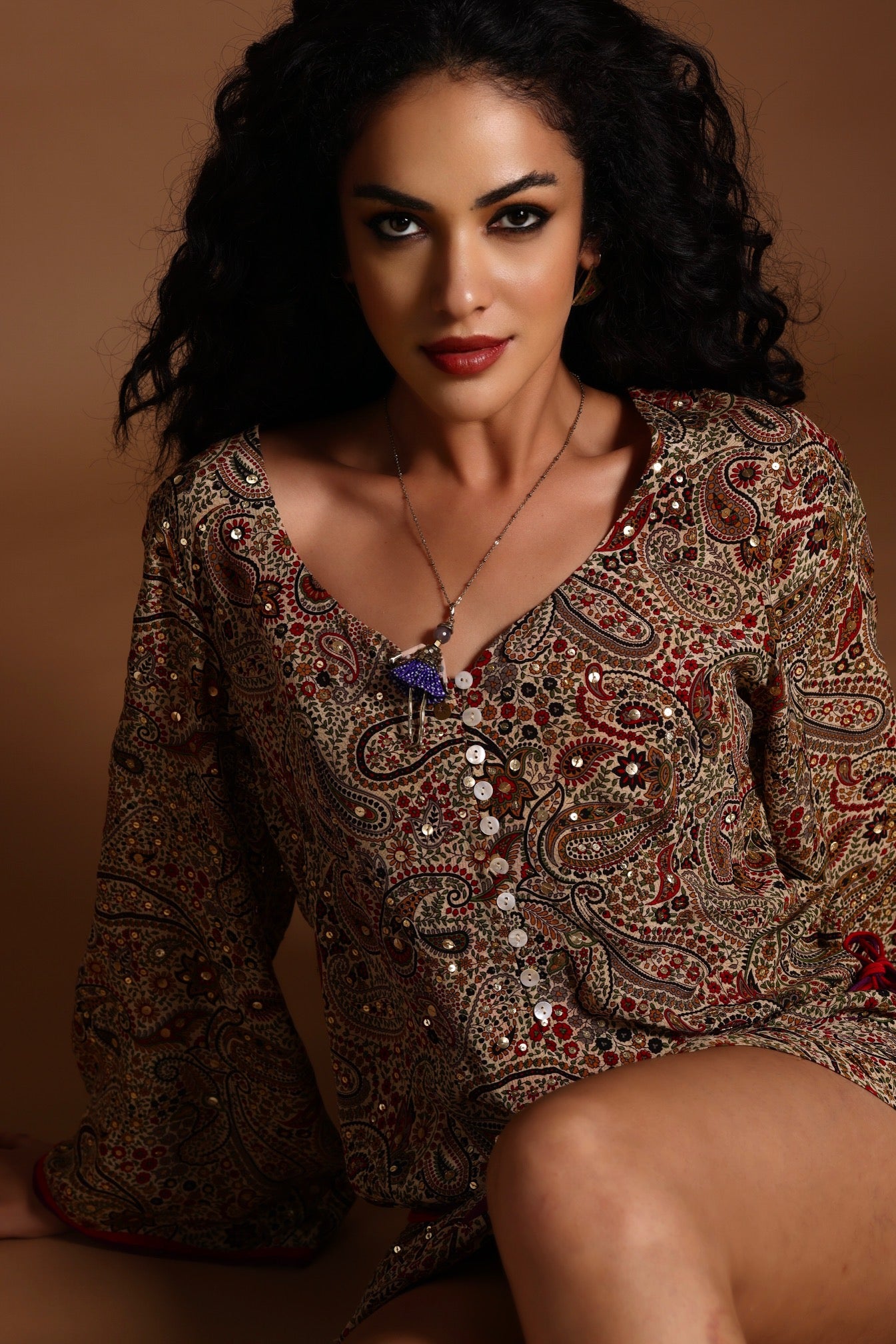 The Mira Long Sleeve Maxi Dress Red