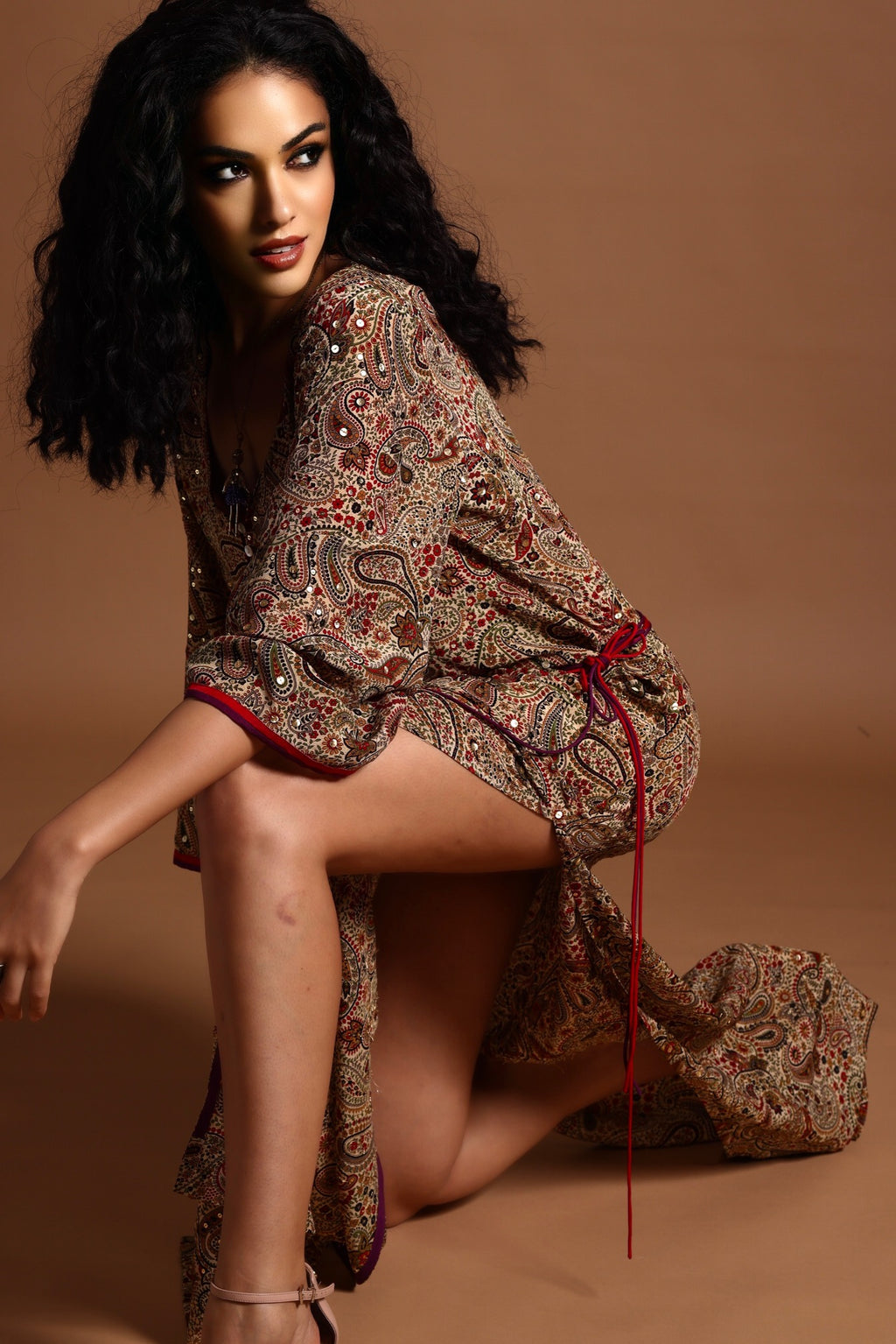 The Mira Long Sleeve Maxi Dress Red