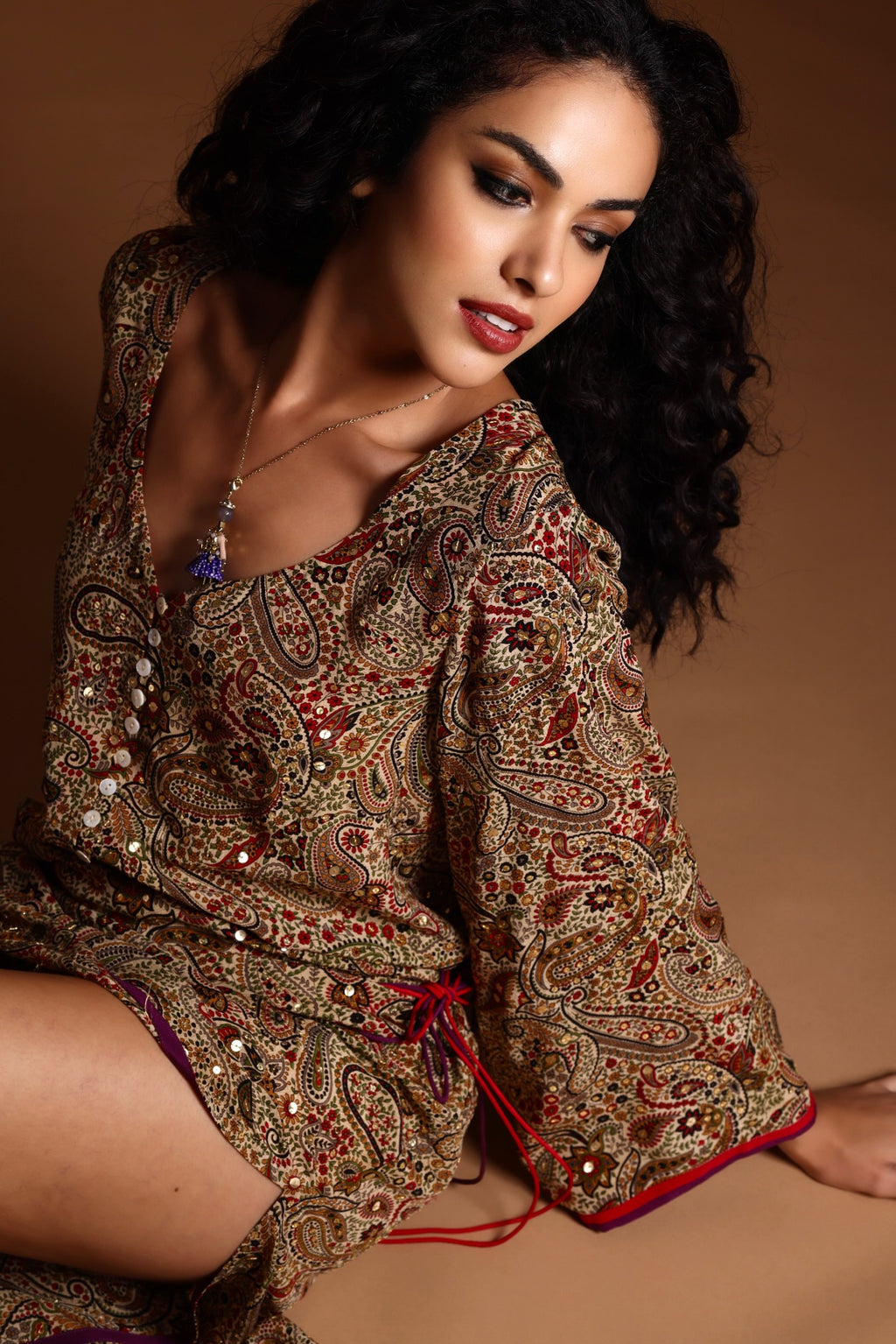 The Mira Long Sleeve Maxi Dress Red