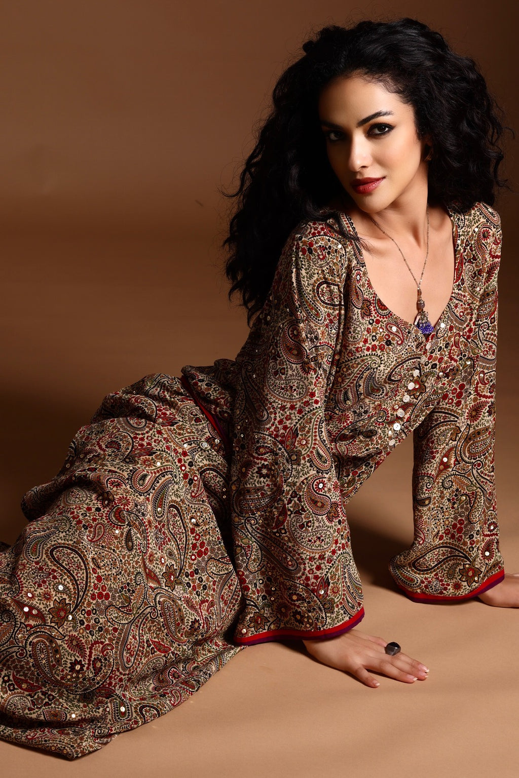 The Mira Long Sleeve Maxi Dress Red