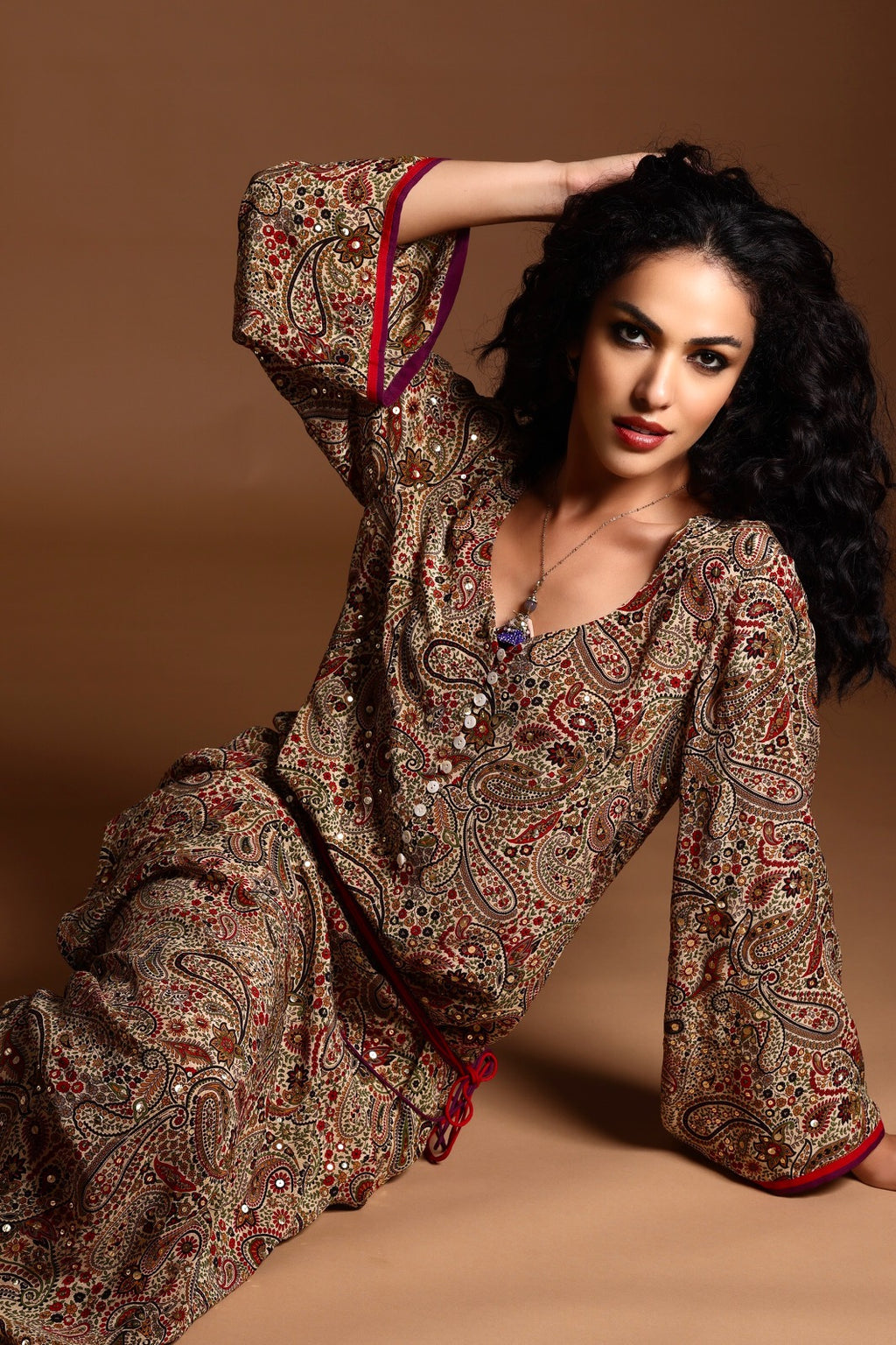 The Mira Long Sleeve Maxi Dress Red