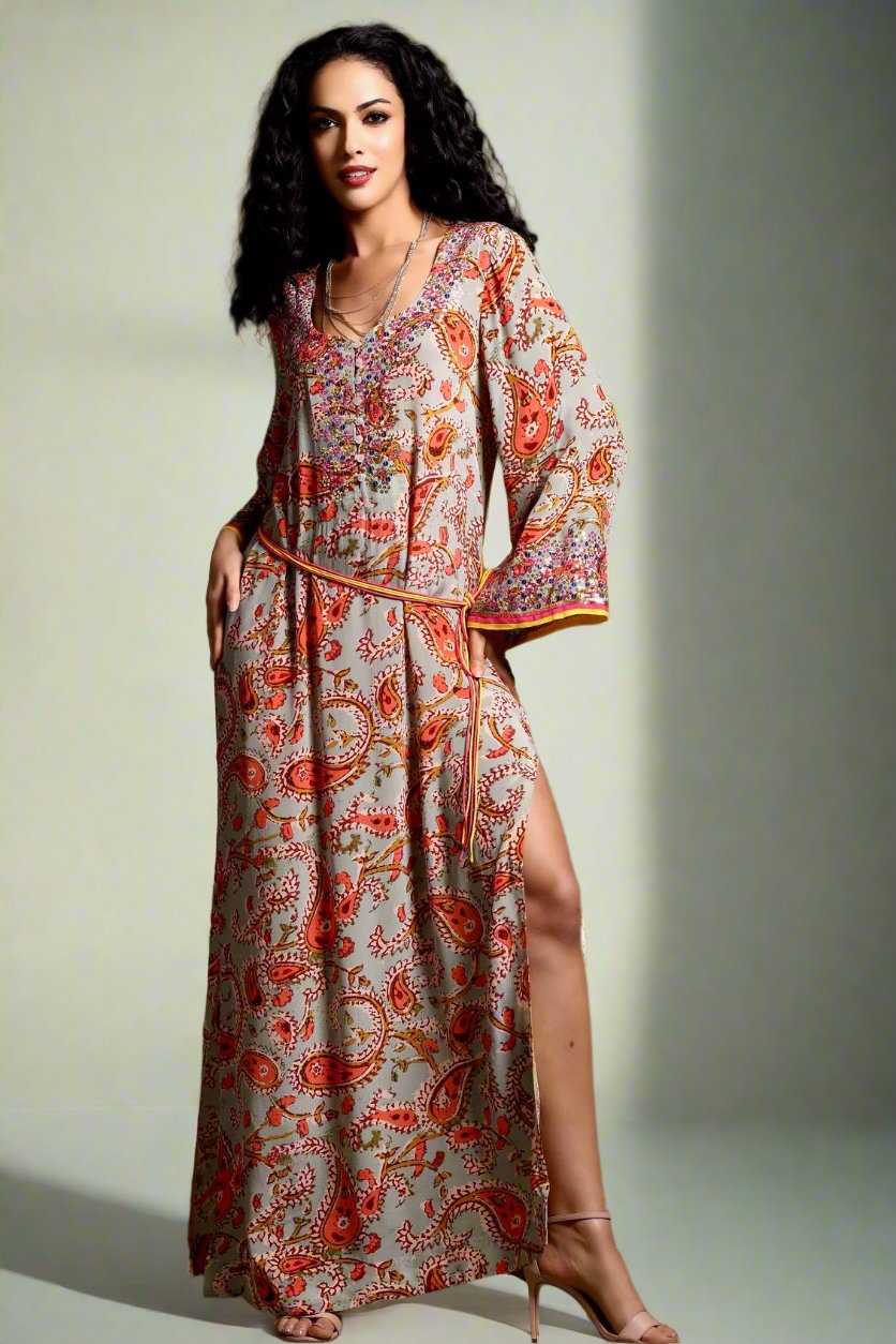 The Mira Long Sleeve Maxi Dress Mix Print