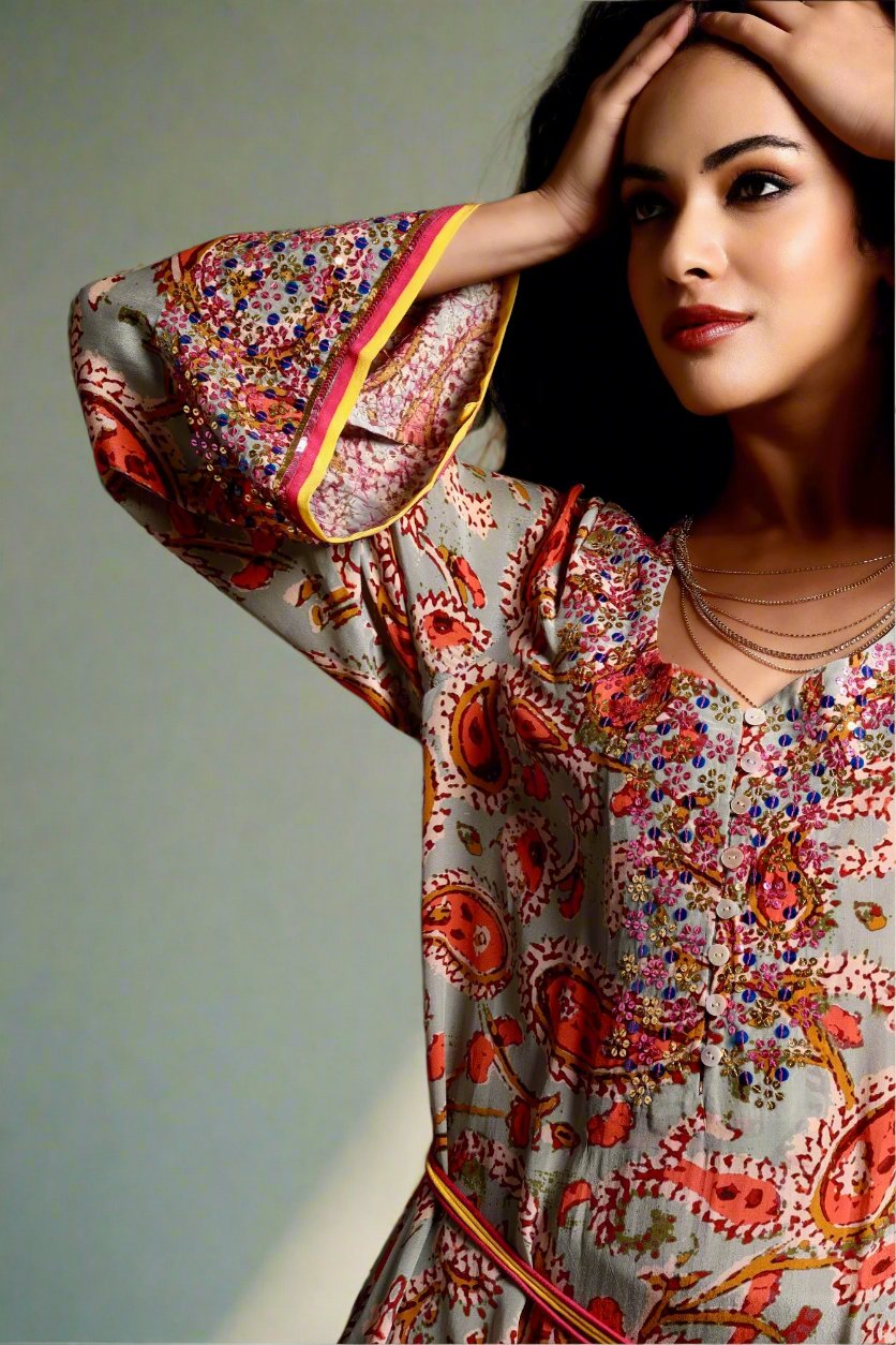 The Mira Long Sleeve Maxi Dress Mix Print