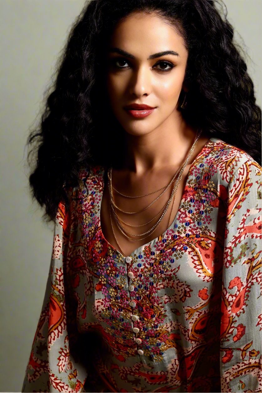 The Mira Long Sleeve Maxi Dress Mix Print