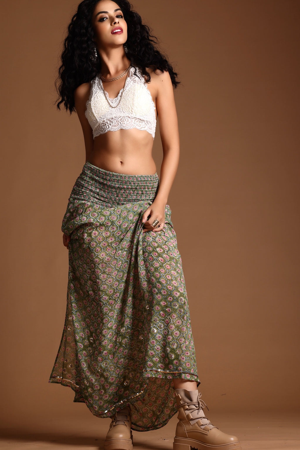 The Poppy Maxi Skirt Green