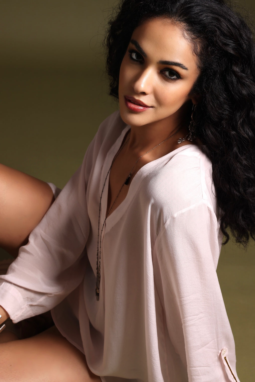 The Hailey Long Sleeve Blouse Blush