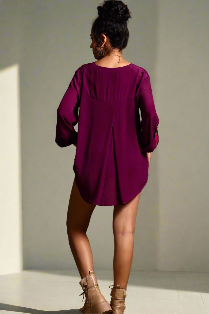 Hailey Long Sleeve Blouse Magenta