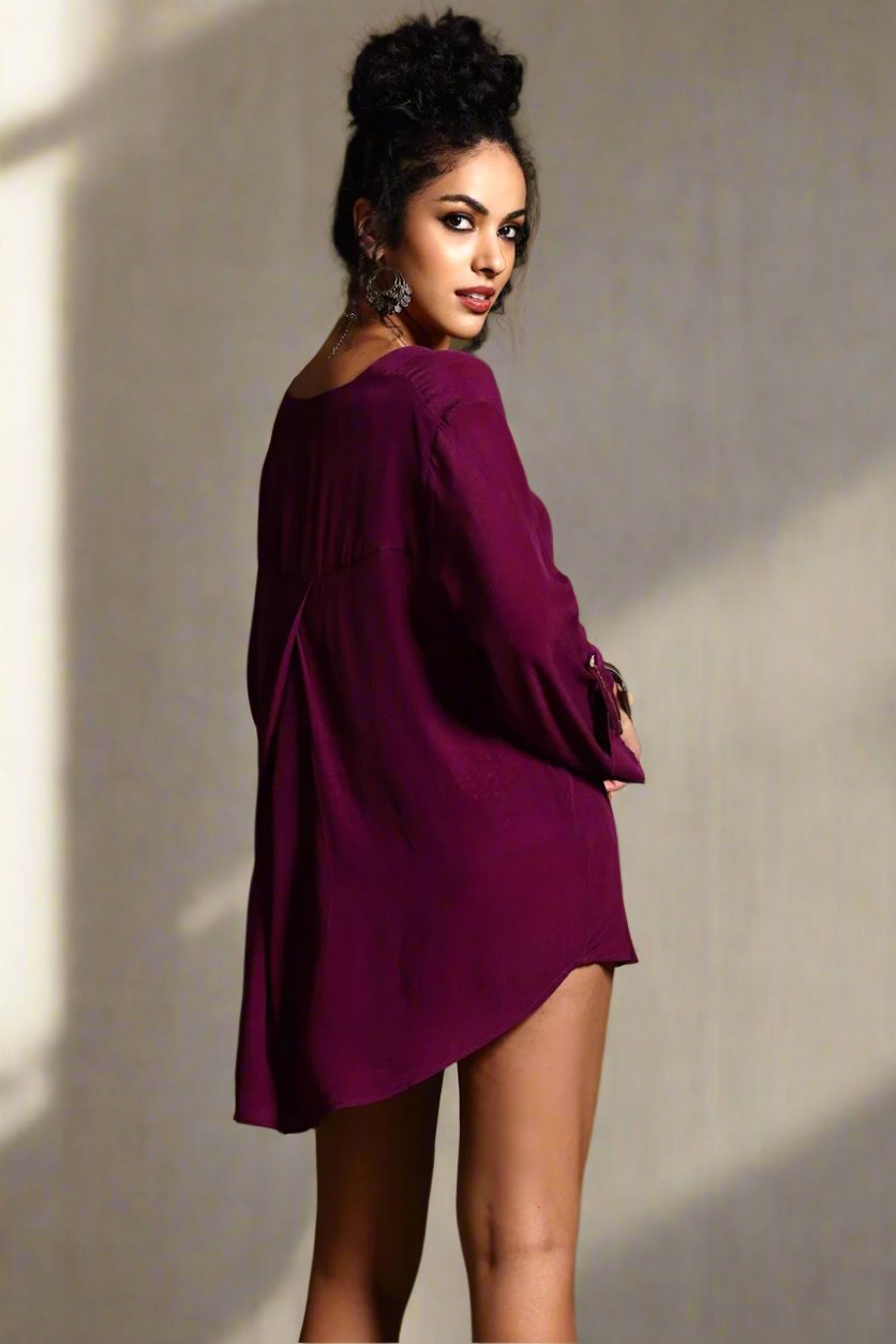 Hailey Long Sleeve Blouse Magenta