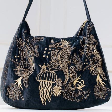 The Azores Embroidered Tote Black