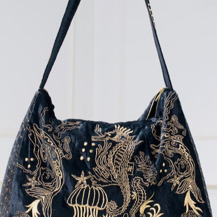 The Azores Embroidered Tote Black