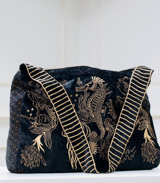 The Azores Embroidered Tote Black