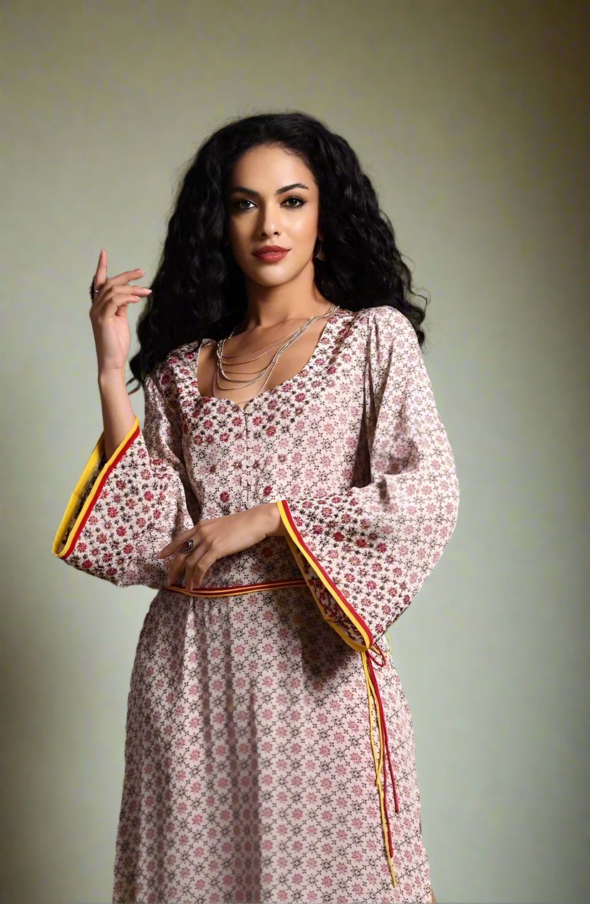 The Mira Long Sleeve Maxi Dress Beige