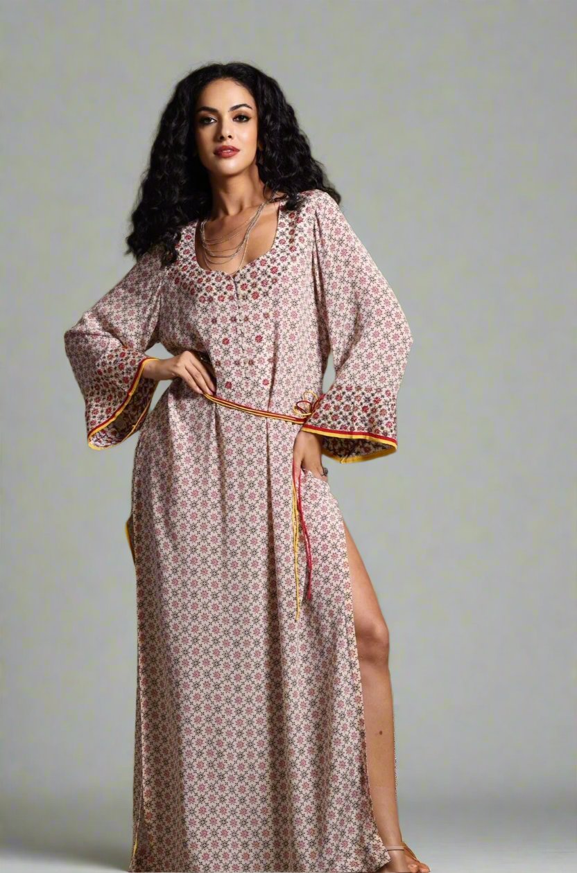 The Mira Long Sleeve Maxi Dress Beige