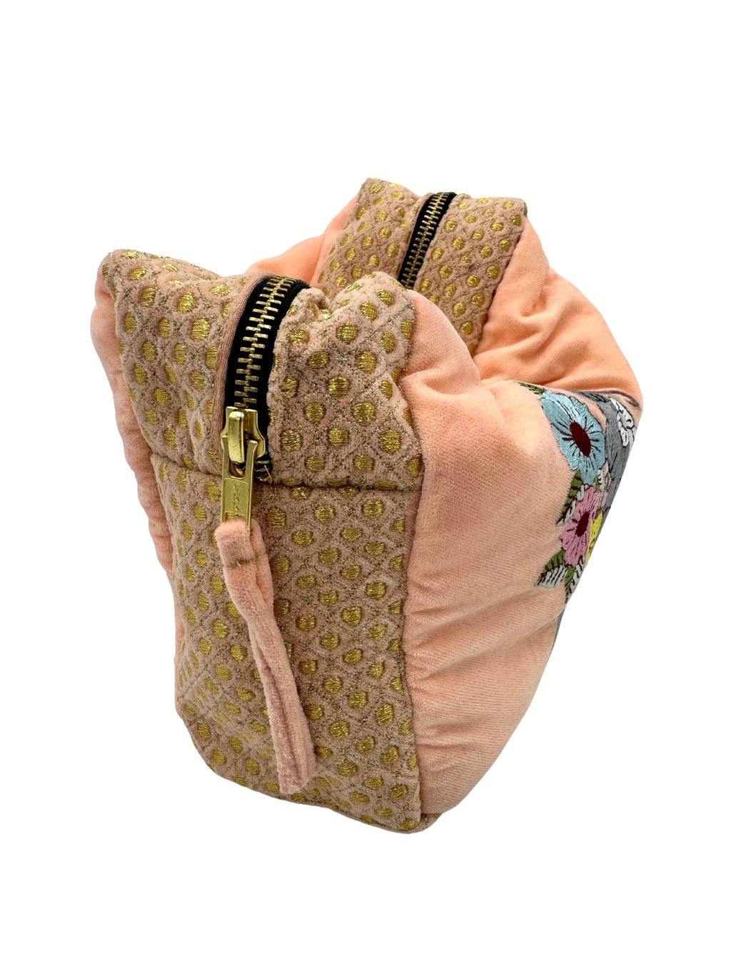 The Jane Cloud Pouch - Peach - Extra Plush Embroidered Velvet Pouch