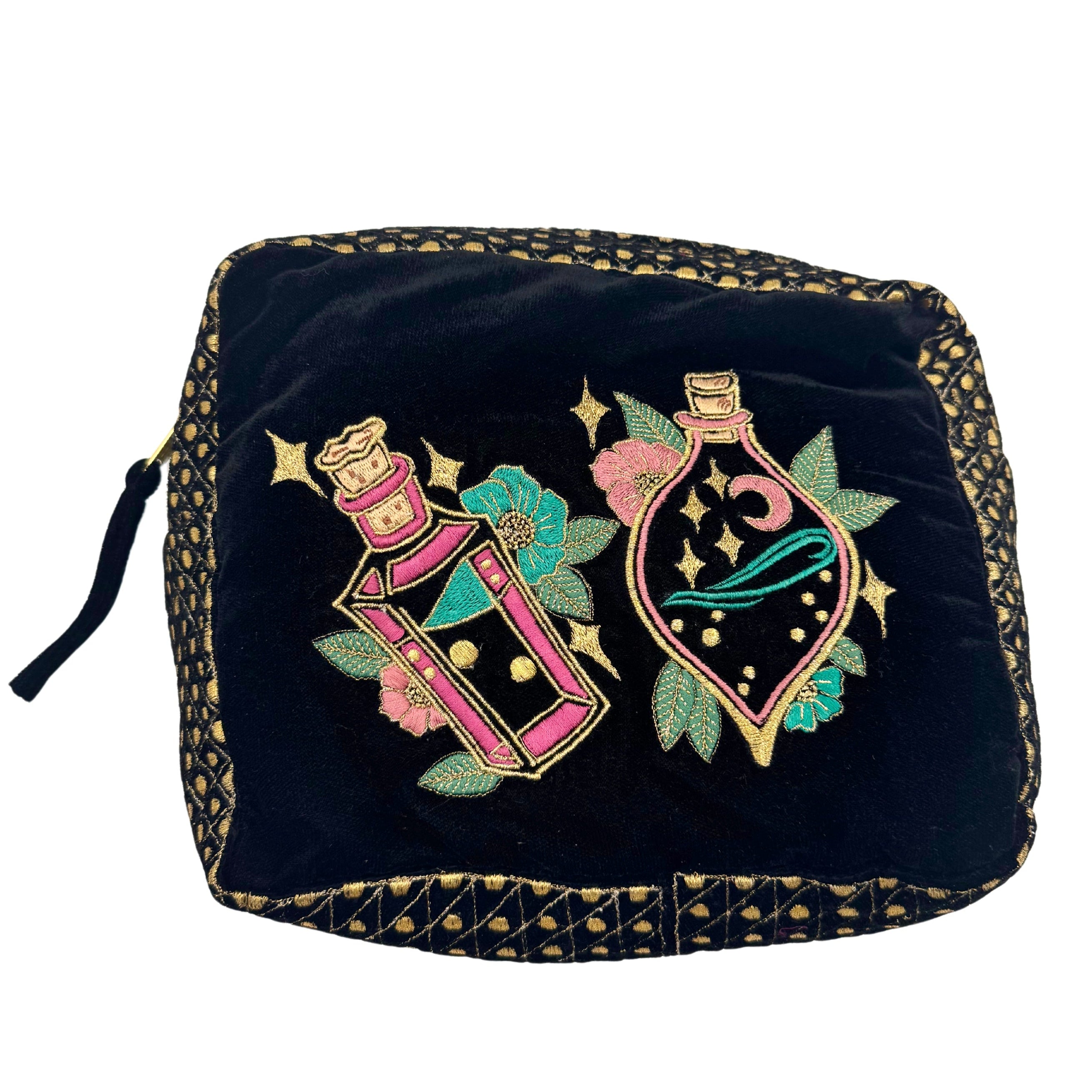 The Esme Cloud Pouch - Inky Black - Extra Plush Velvet Embroidered Pouch