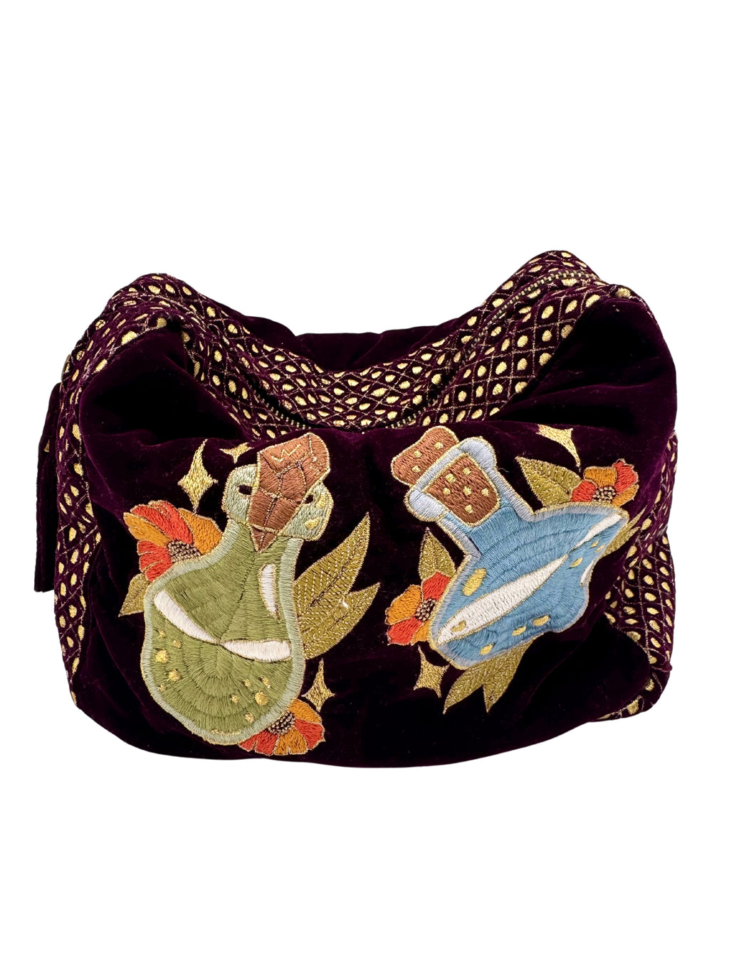 The Arwen Cloud Pouch - Wine - Extra Plush Embroidered Velvet Pouch