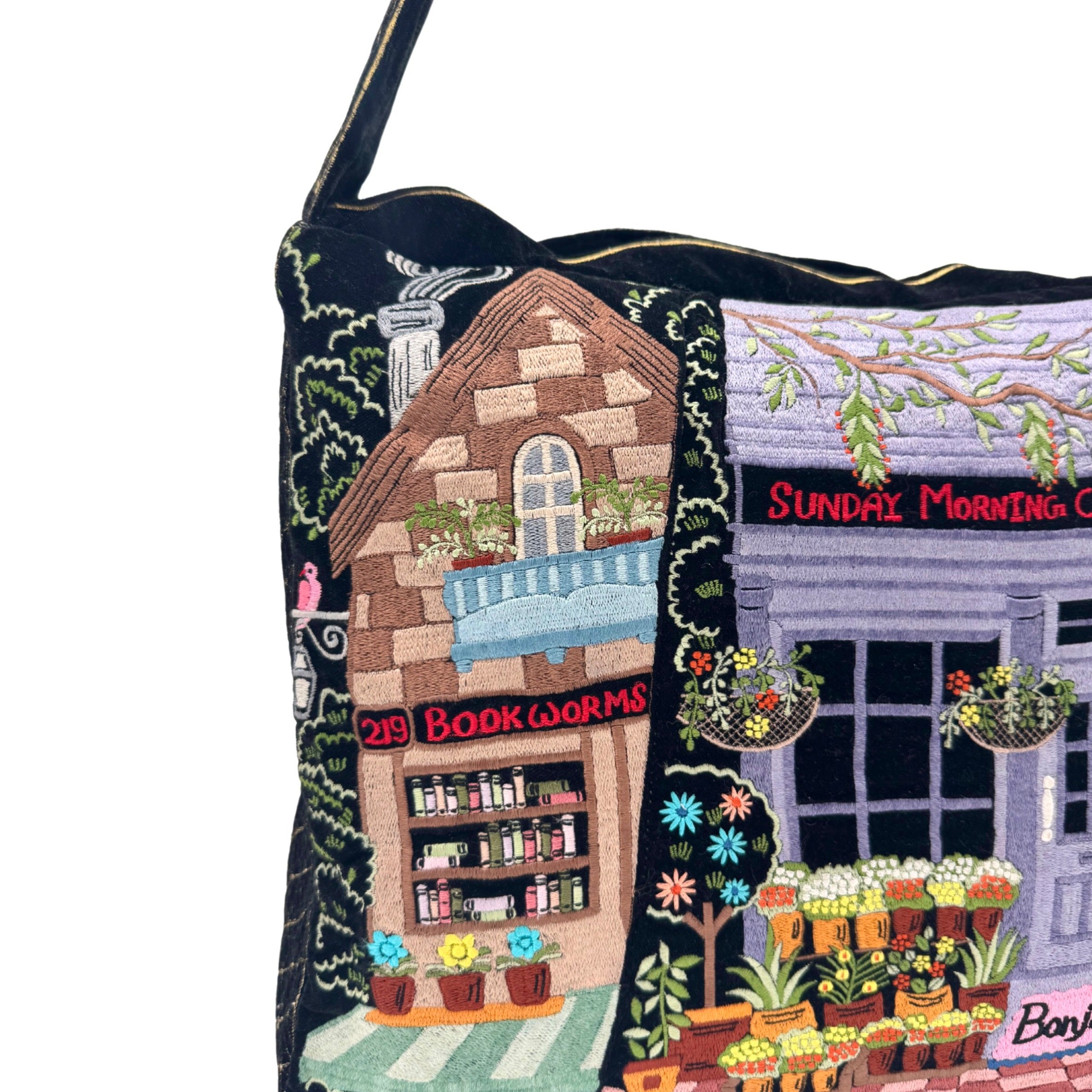 The Chelsea Luxe Tote - Ink Black - Oversized Embroidered Velvet Tote