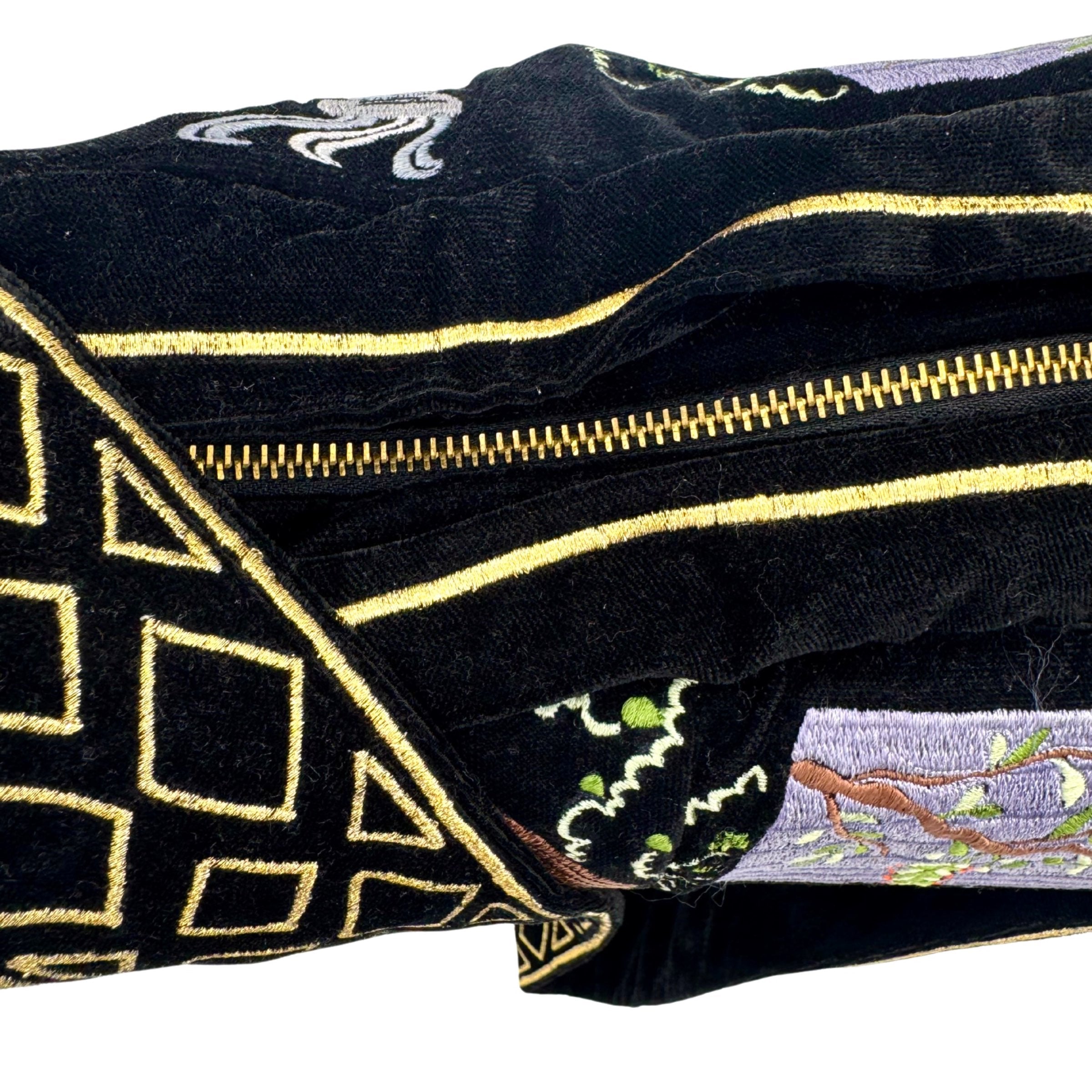 The Chelsea Luxe Tote - Ink Black - Oversized Embroidered Velvet Tote