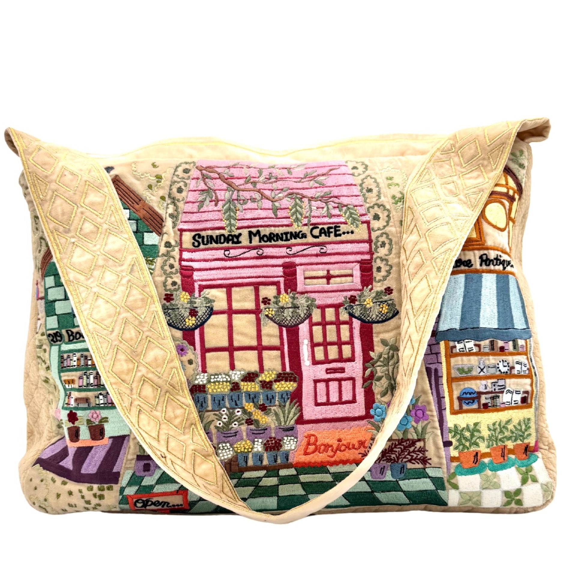 The Chelsea Luxe Tote - Butter Cream - Embroidered Tote Bag