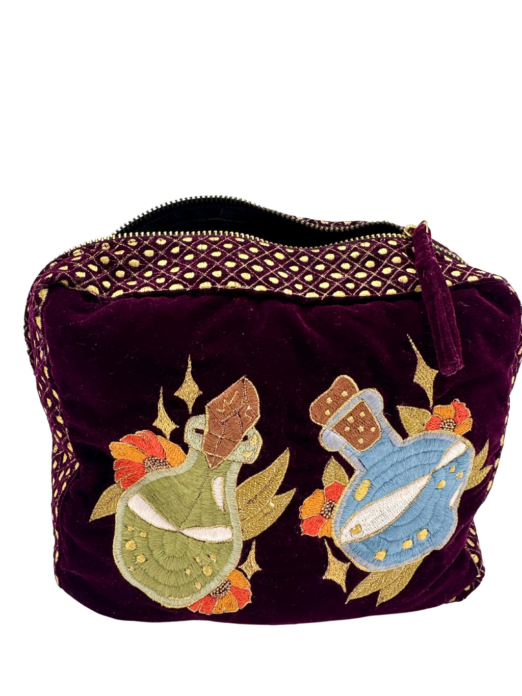 The Arwen Cloud Pouch - Wine - Extra Plush Embroidered Velvet Pouch