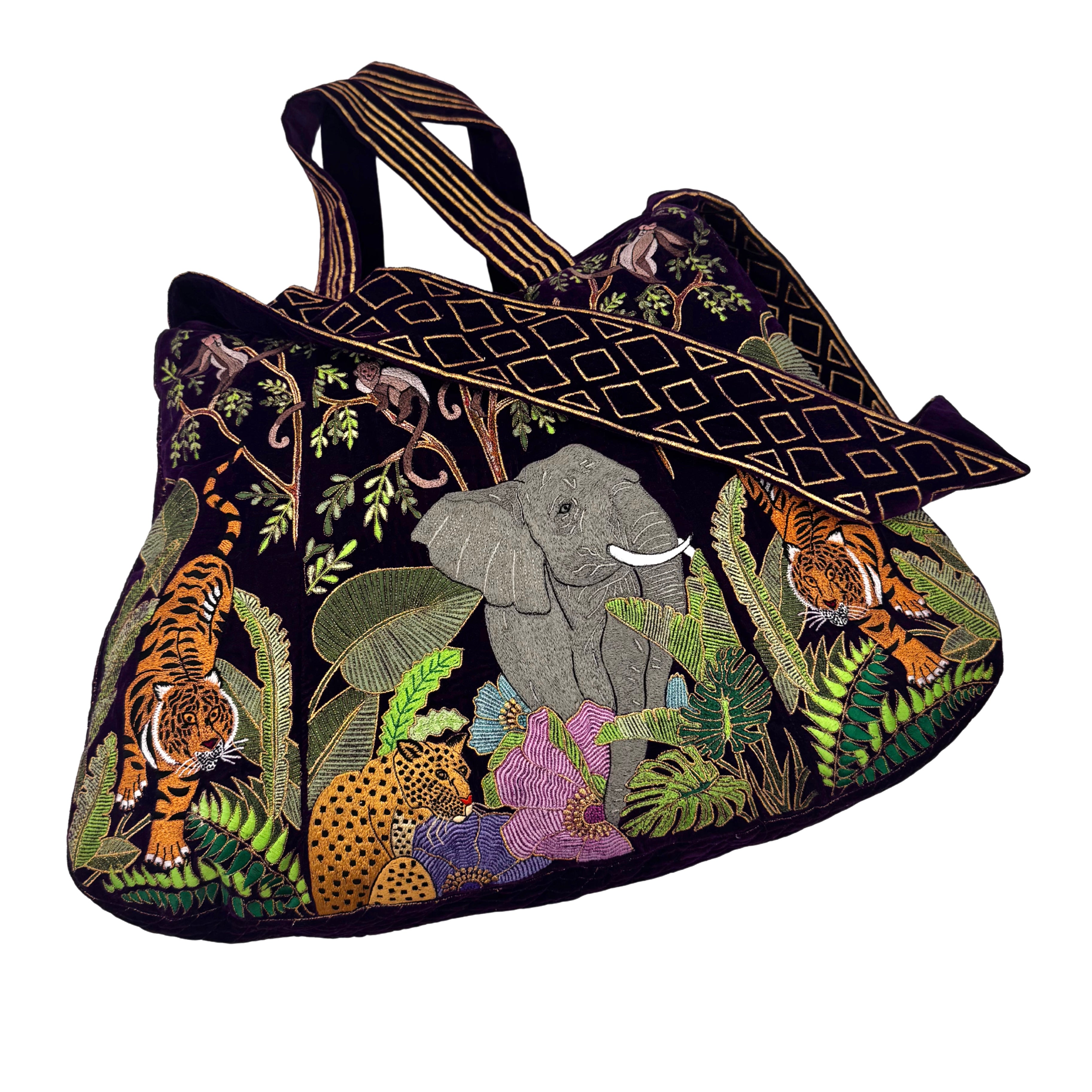 The Paloma Luxe Hobo Bag - Inky Black Embroidered Velvet Hobo Bag