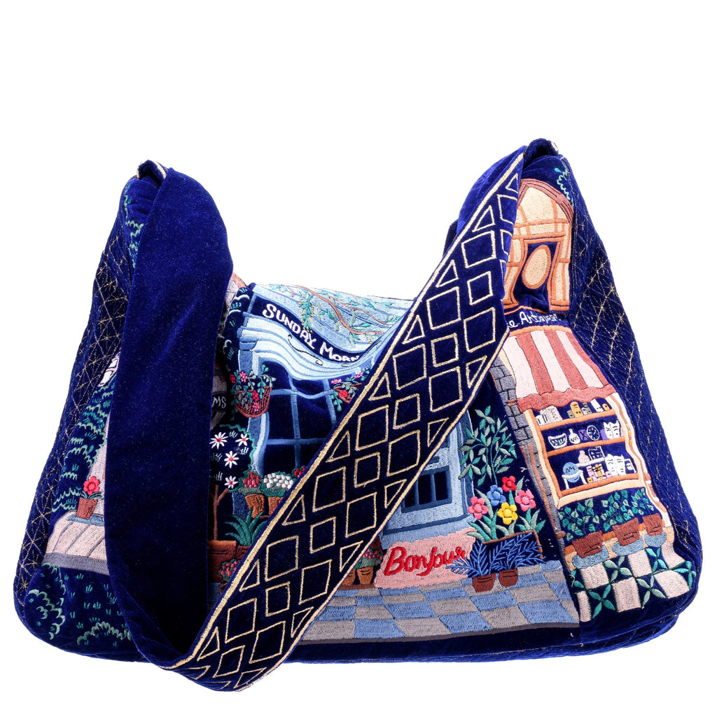 The Chelsea Luxe Tote - Deep Blue - Oversized Embroidered Tote Bag