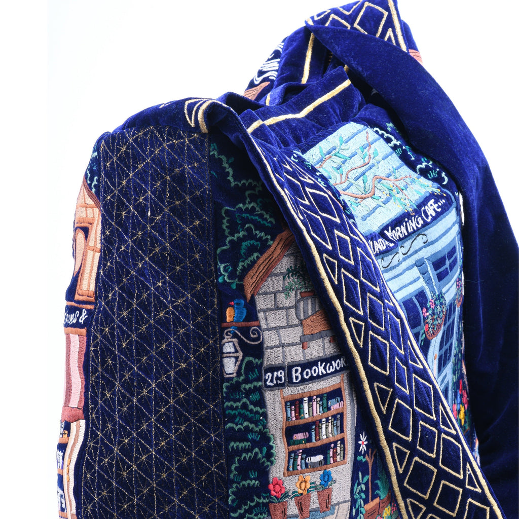 The Chelsea Luxe Tote - Deep Blue - Oversized Embroidered Tote Bag