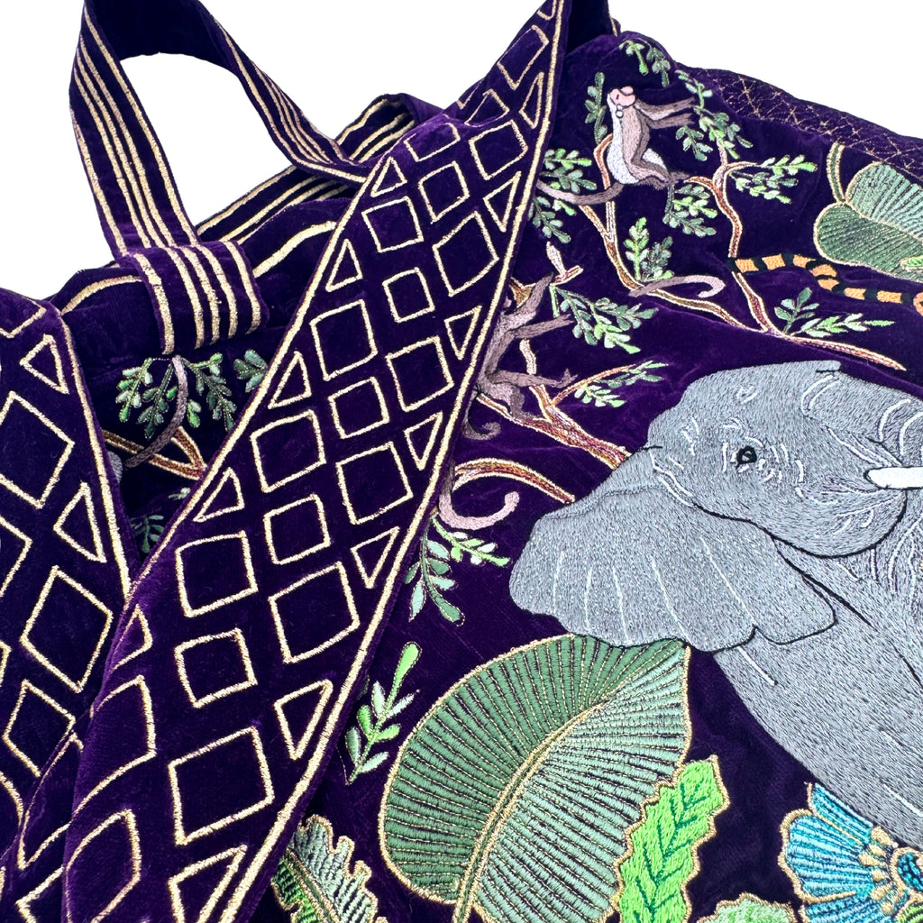 The Paloma Luxe Hobo Bag - Deep Purple Embroidered Velvet Hobo Bag