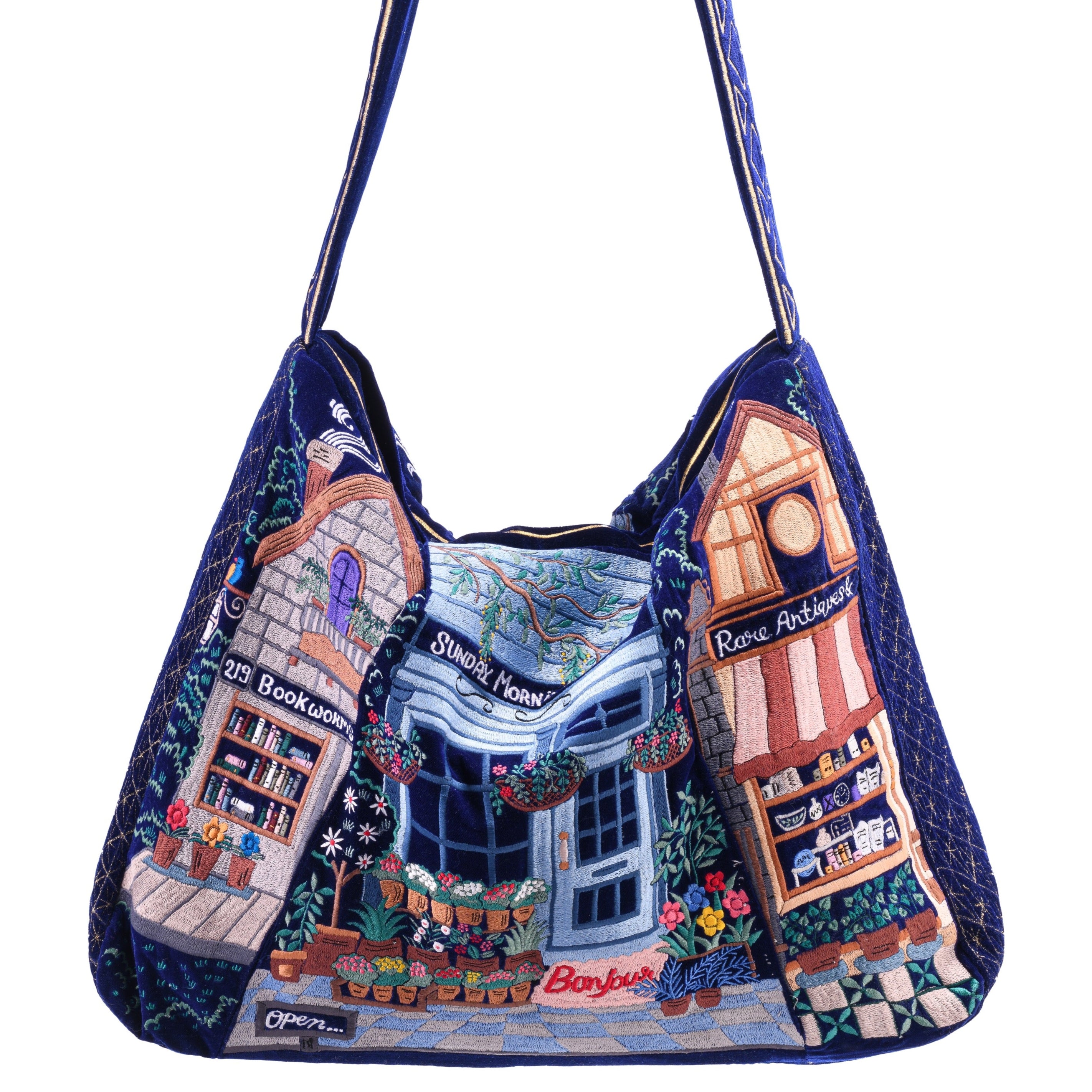 The Chelsea Luxe Tote - Deep Blue - Oversized Embroidered Tote Bag