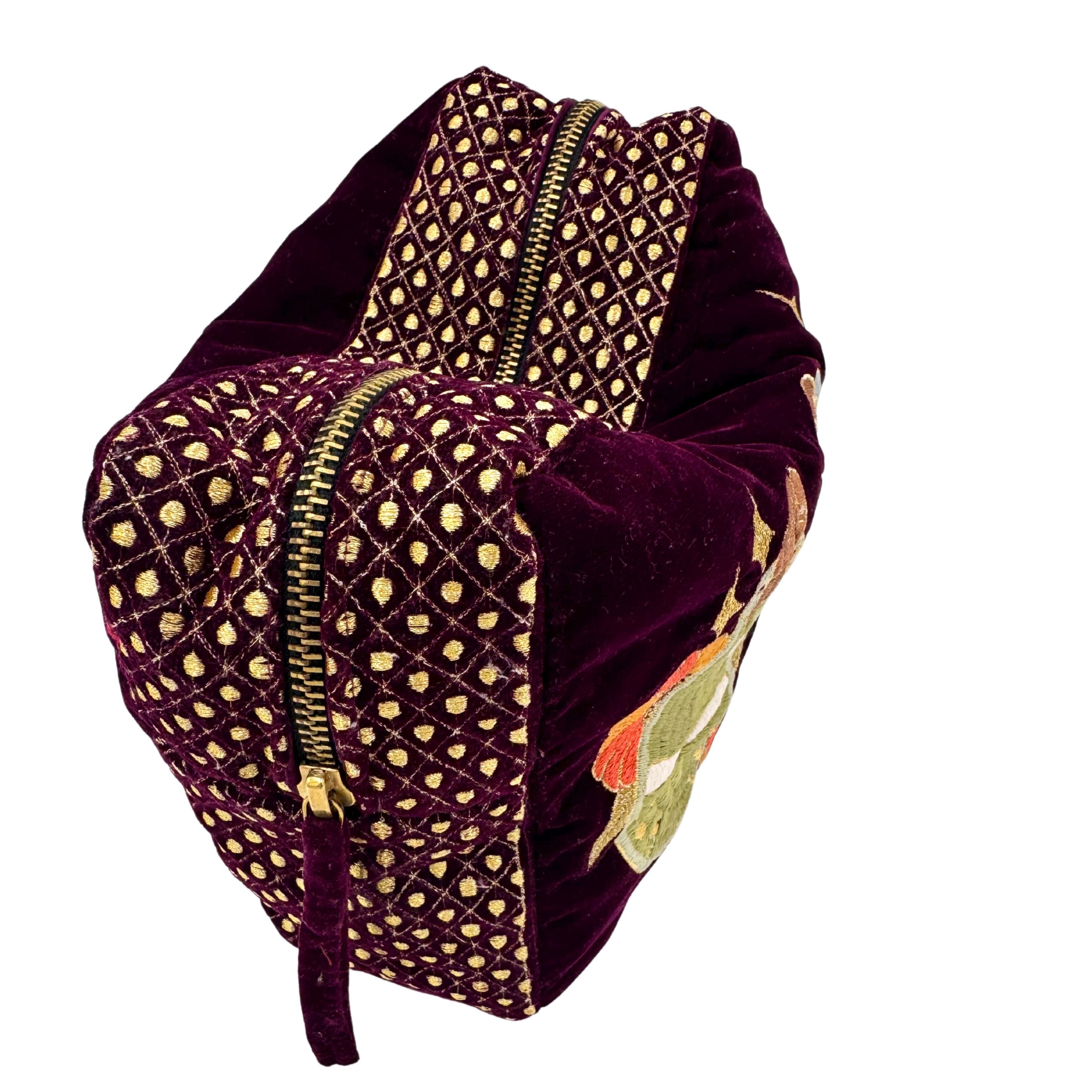 The Arwen Cloud Pouch - Wine - Extra Plush Embroidered Velvet Pouch