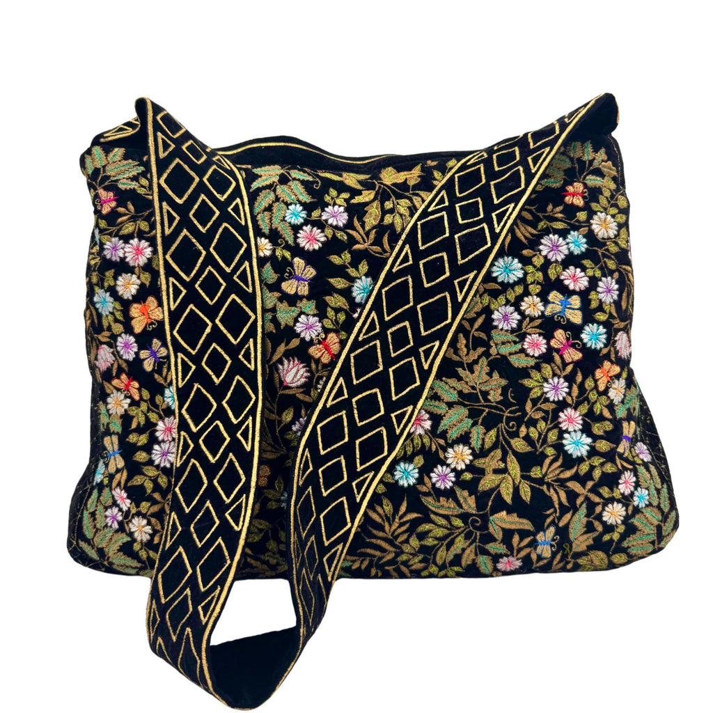 The Seraphina Luxe Tote - Embroidered Velvet Tote Bag