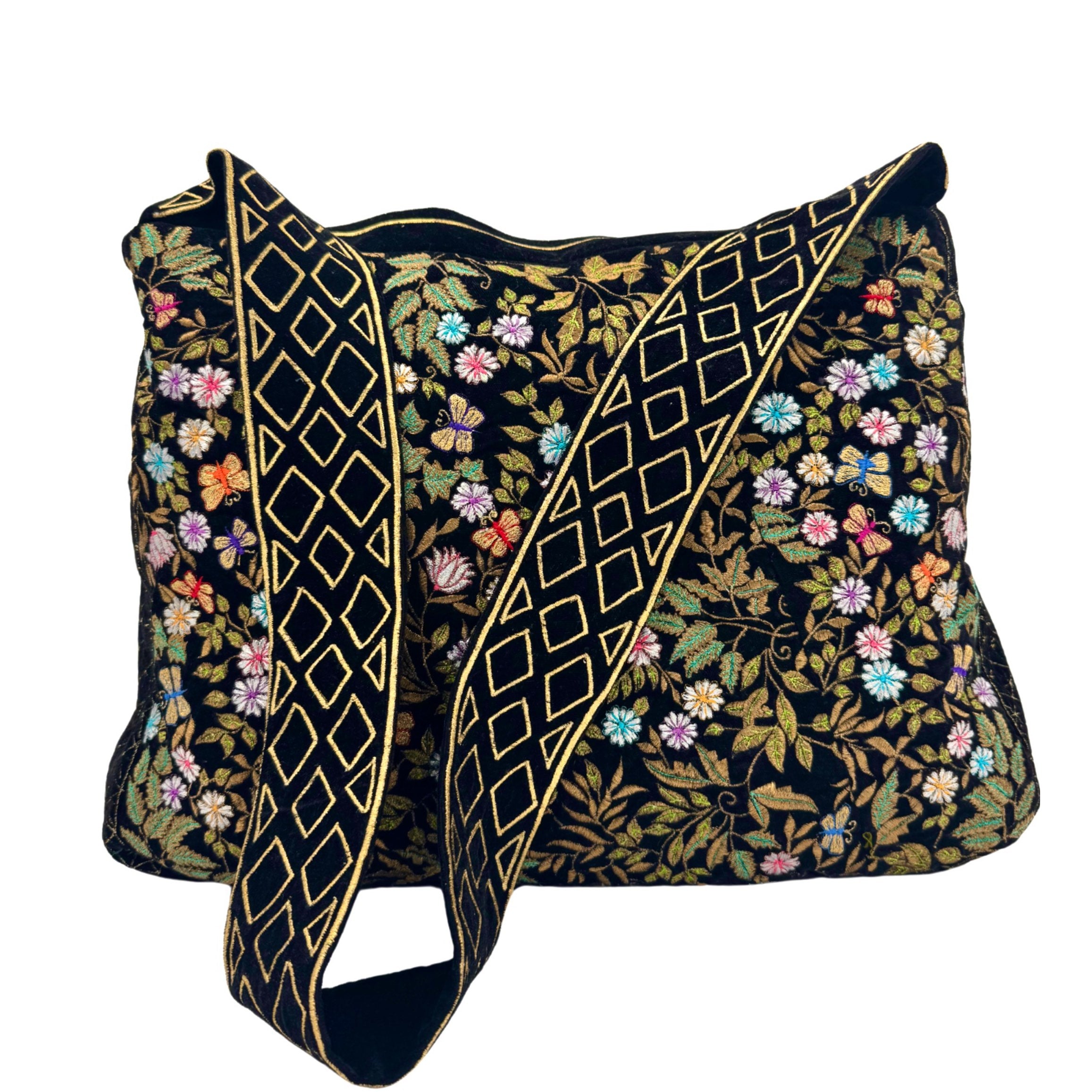 The Seraphina Luxe Tote - Embroidered Velvet Tote Bag