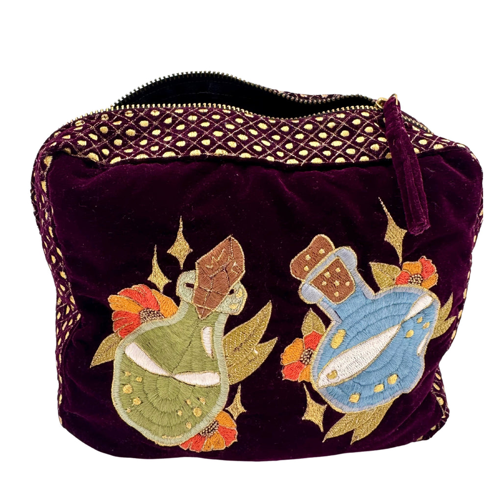 The Arwen Cloud Pouch - Wine - Extra Plush Embroidered Velvet Pouch