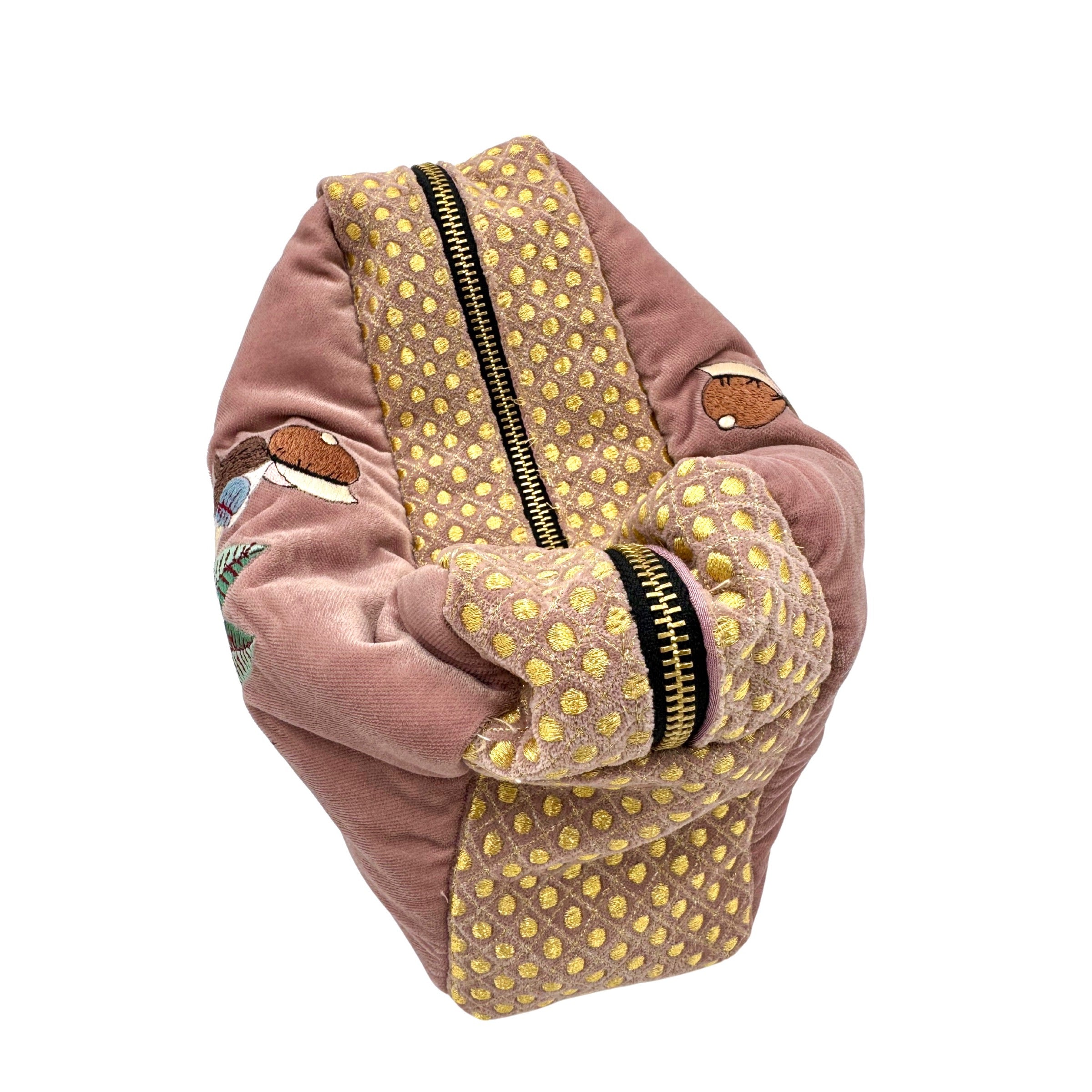 The Willow Cloud Pouch - Dusty Rose - Extra Plush Embroidered Velvet Pouch