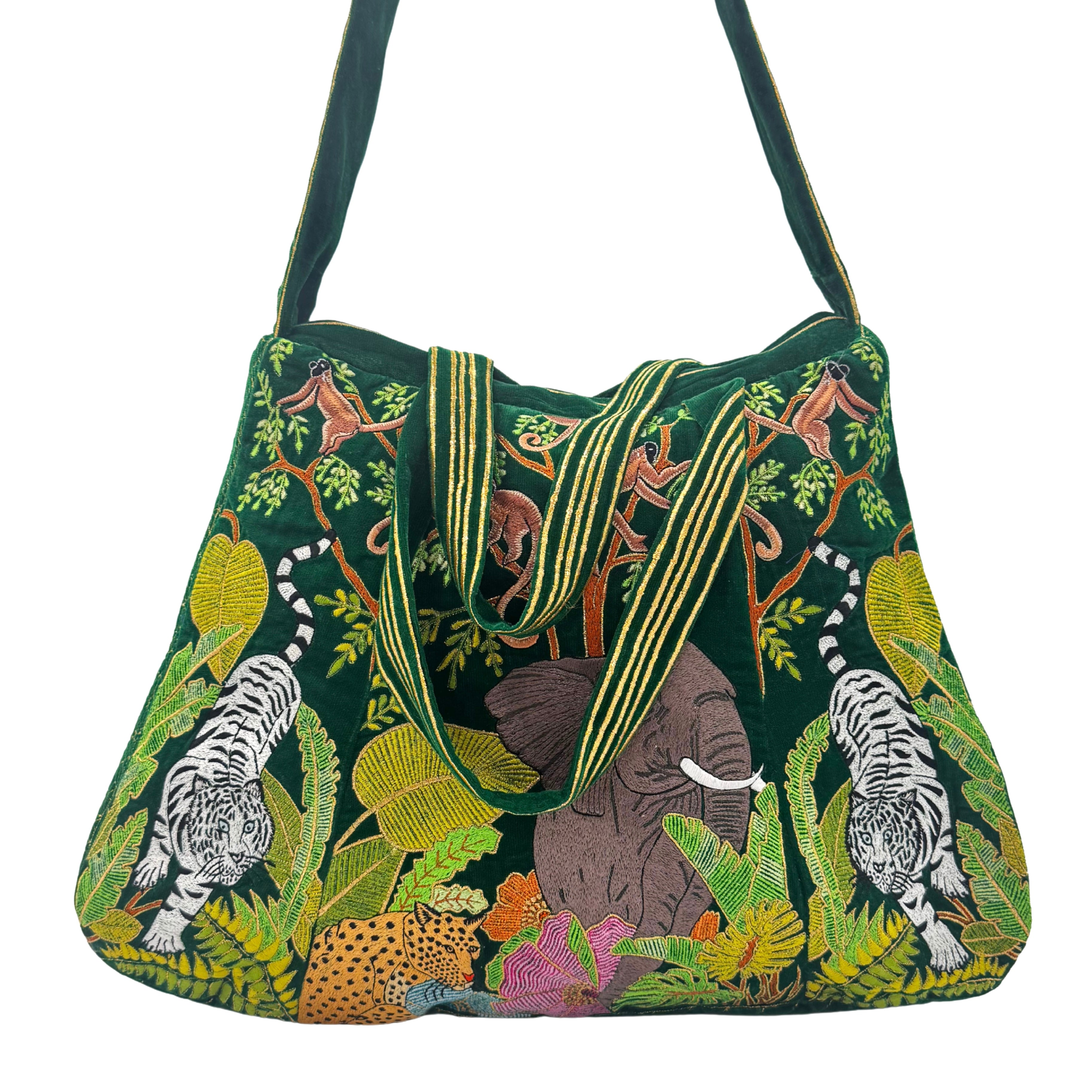 The Paloma Luxe Hobo Bag - Vibrant Green Embroidered Velvet Hobo Bag