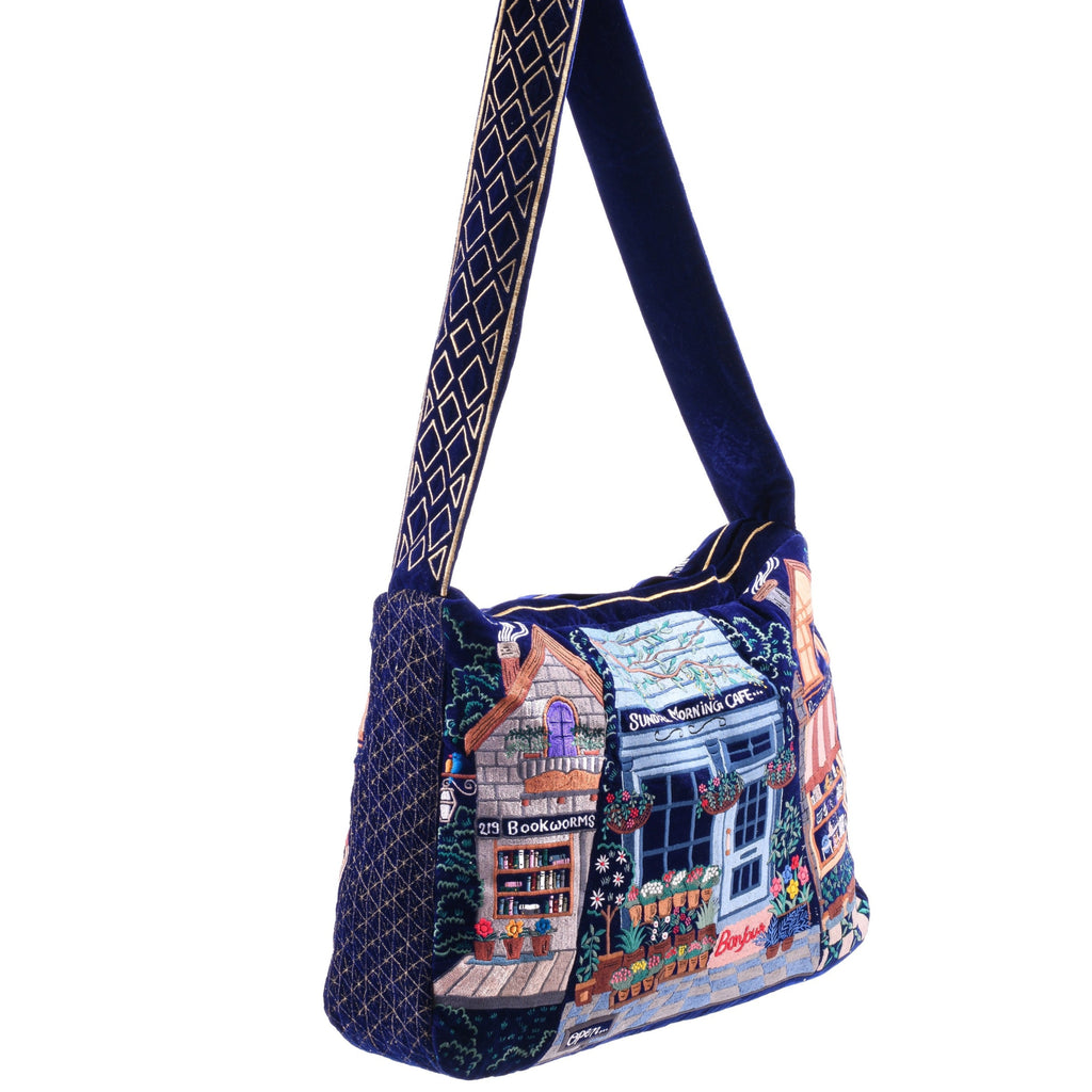 The Chelsea Luxe Tote - Deep Blue - Oversized Embroidered Tote Bag
