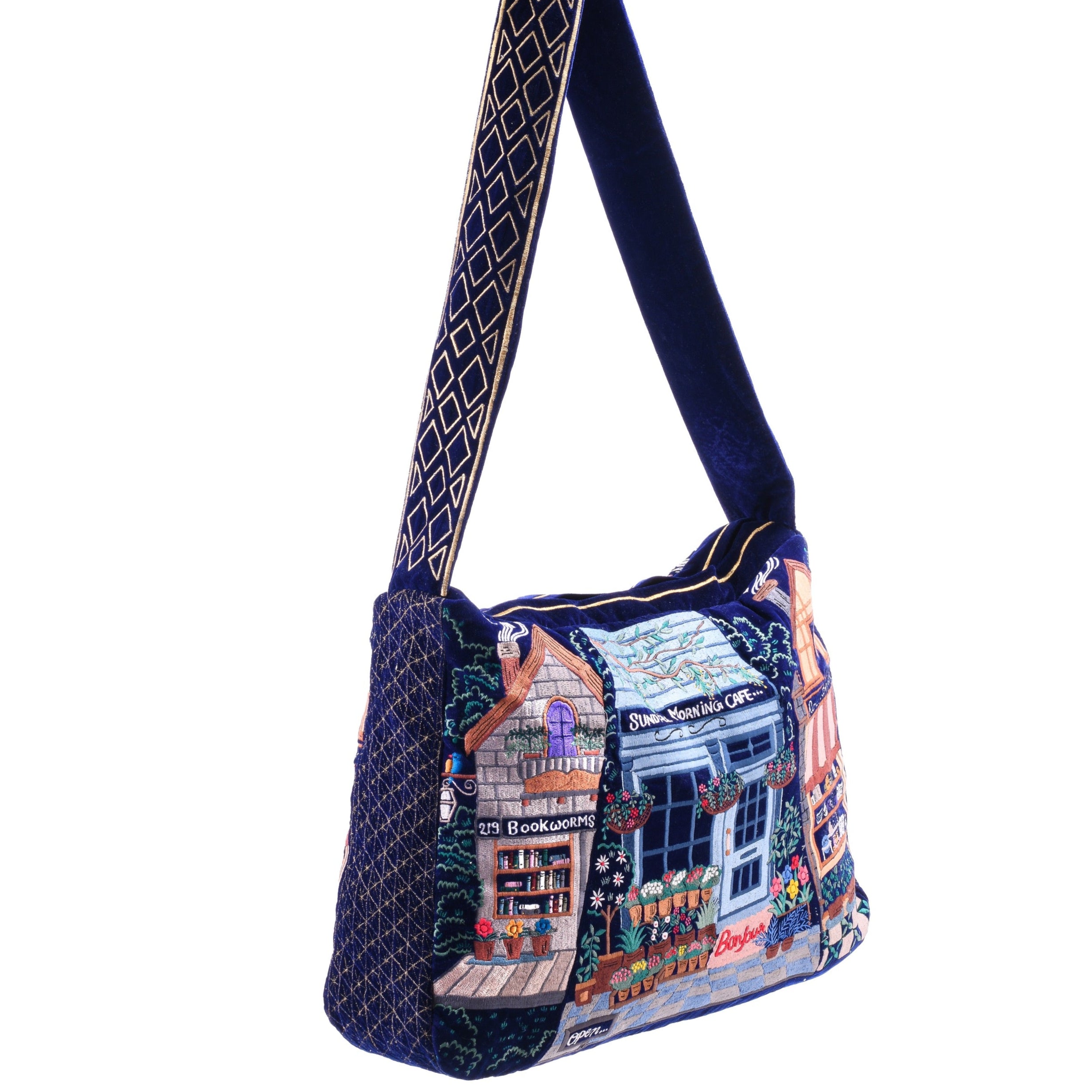 The Chelsea Luxe Tote - Deep Blue - Oversized Embroidered Tote Bag