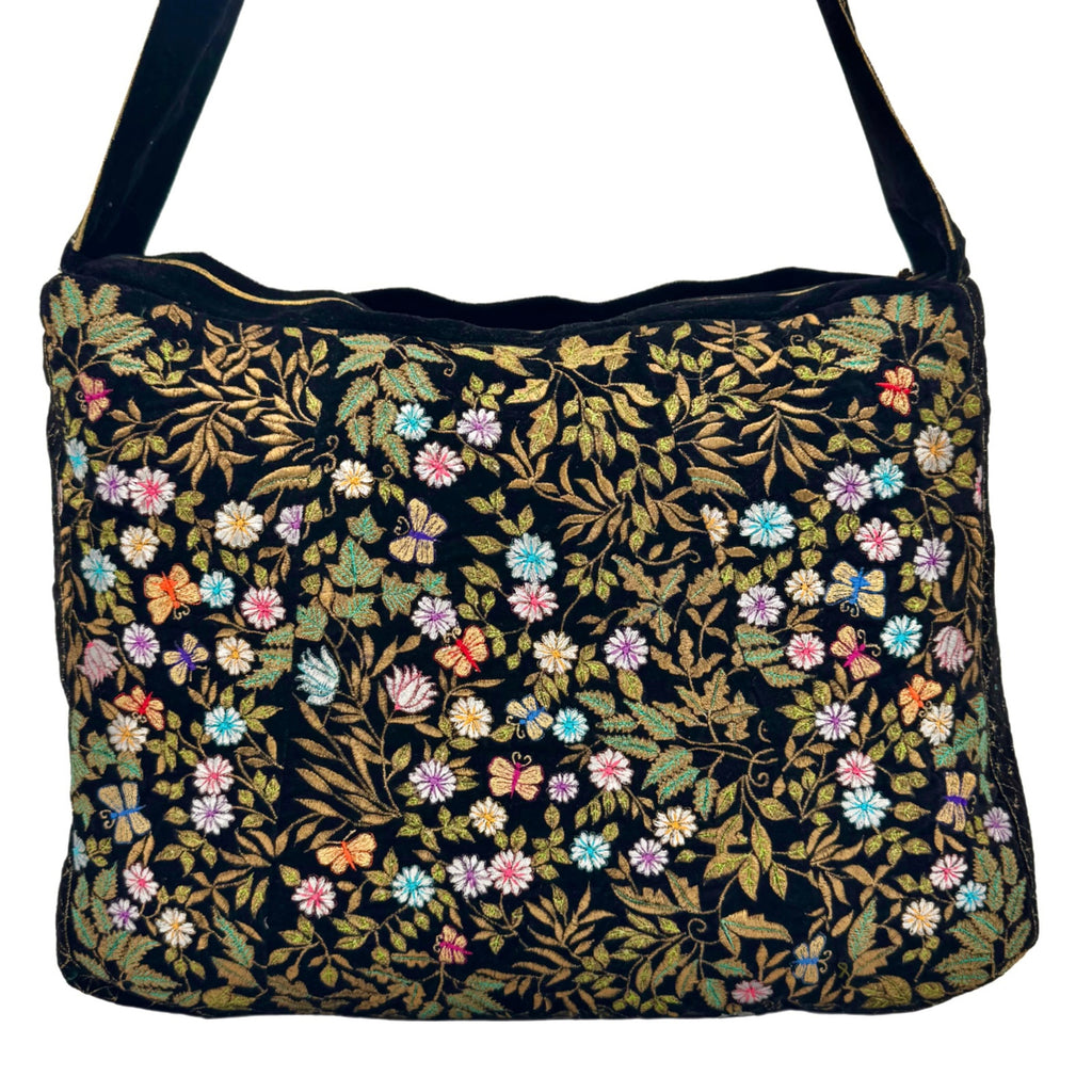 The Seraphina Luxe Tote - Embroidered Velvet Tote Bag