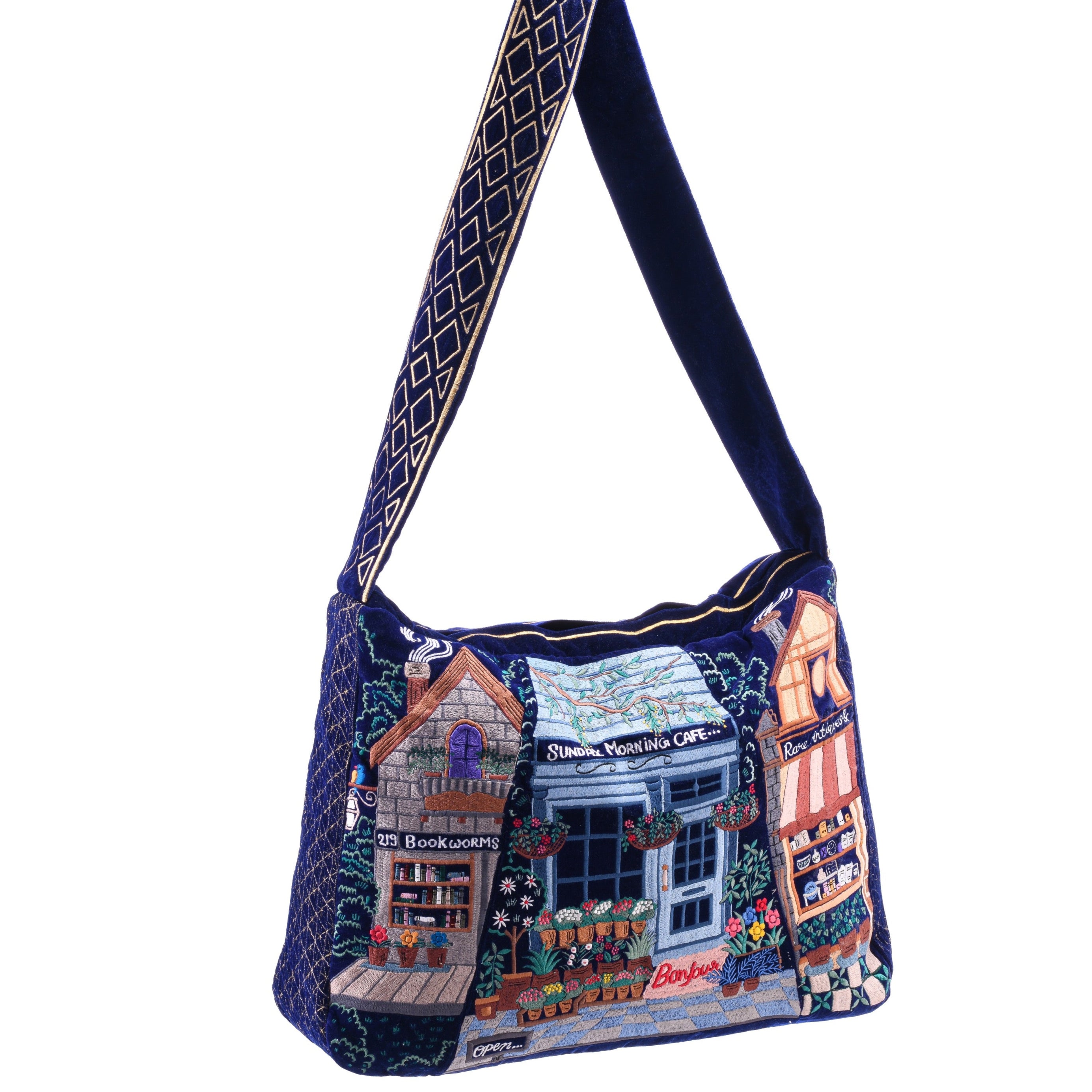 The Chelsea Luxe Tote - Deep Blue - Oversized Embroidered Tote Bag