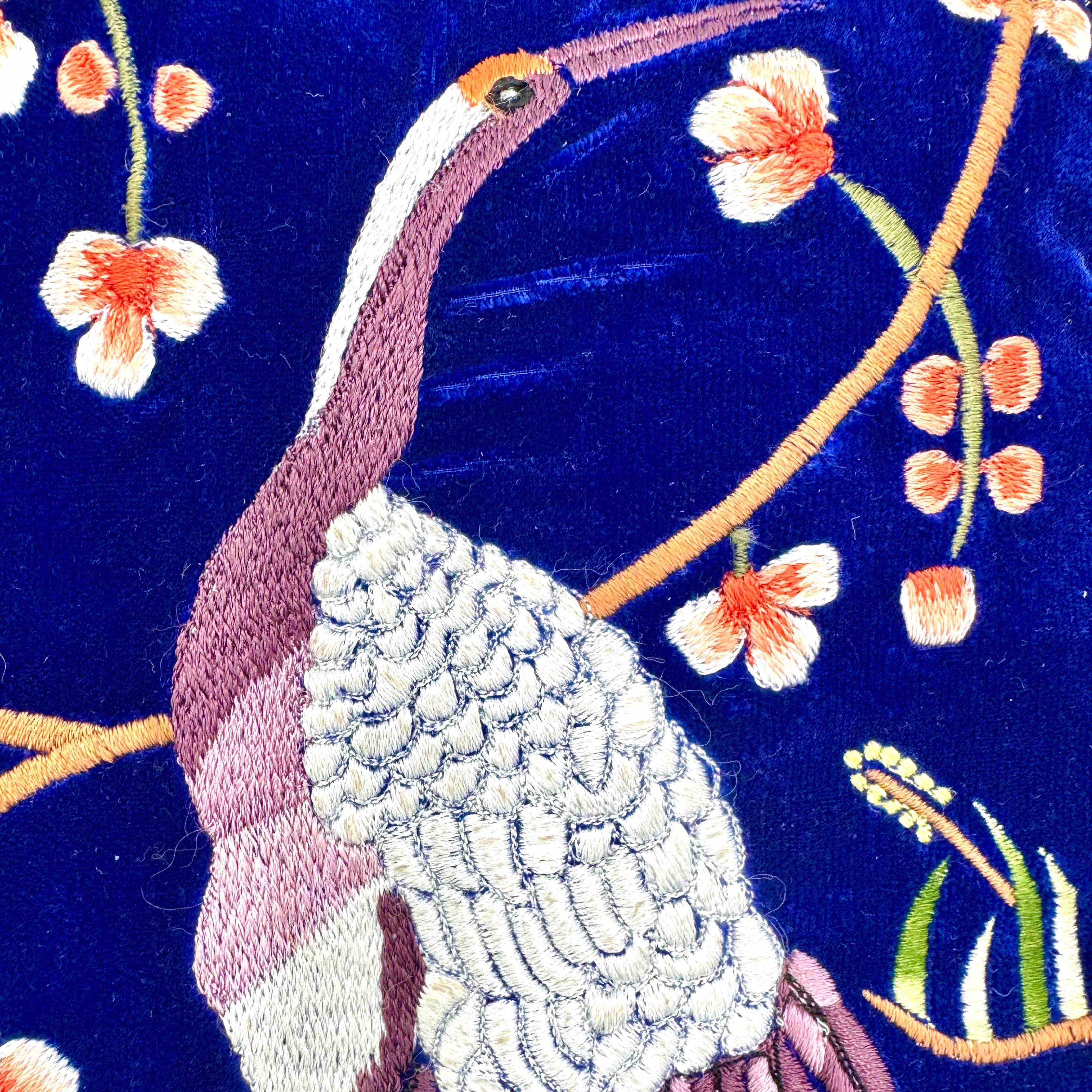 The River Luxe Pouch - Deep Blue - Embroidered Quilted Velvet Pouch