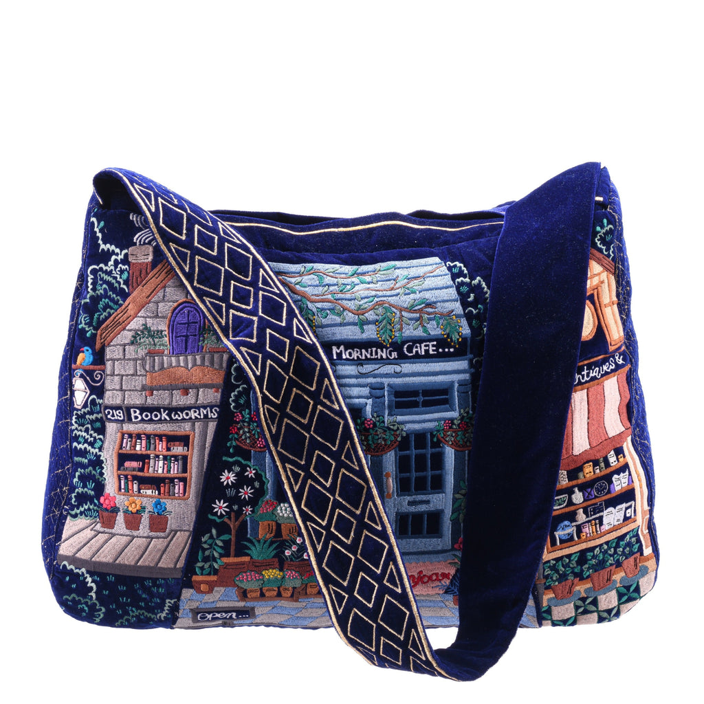 The Chelsea Luxe Tote - Deep Blue - Oversized Embroidered Tote Bag